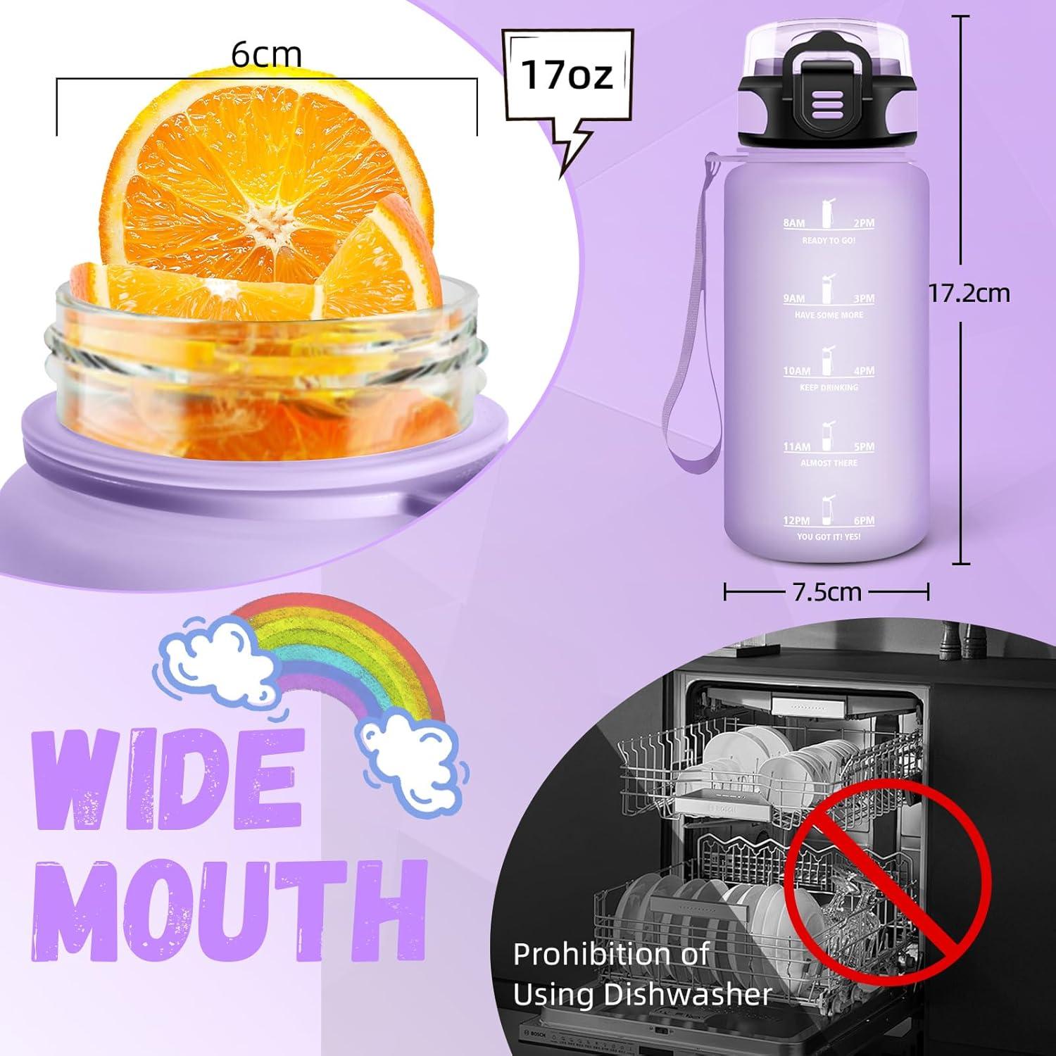 image:imageBouteille deau de 1 l avec paille et indicateur de temps antifuite pour la course le camping et la randonne bouteille de sportViolet