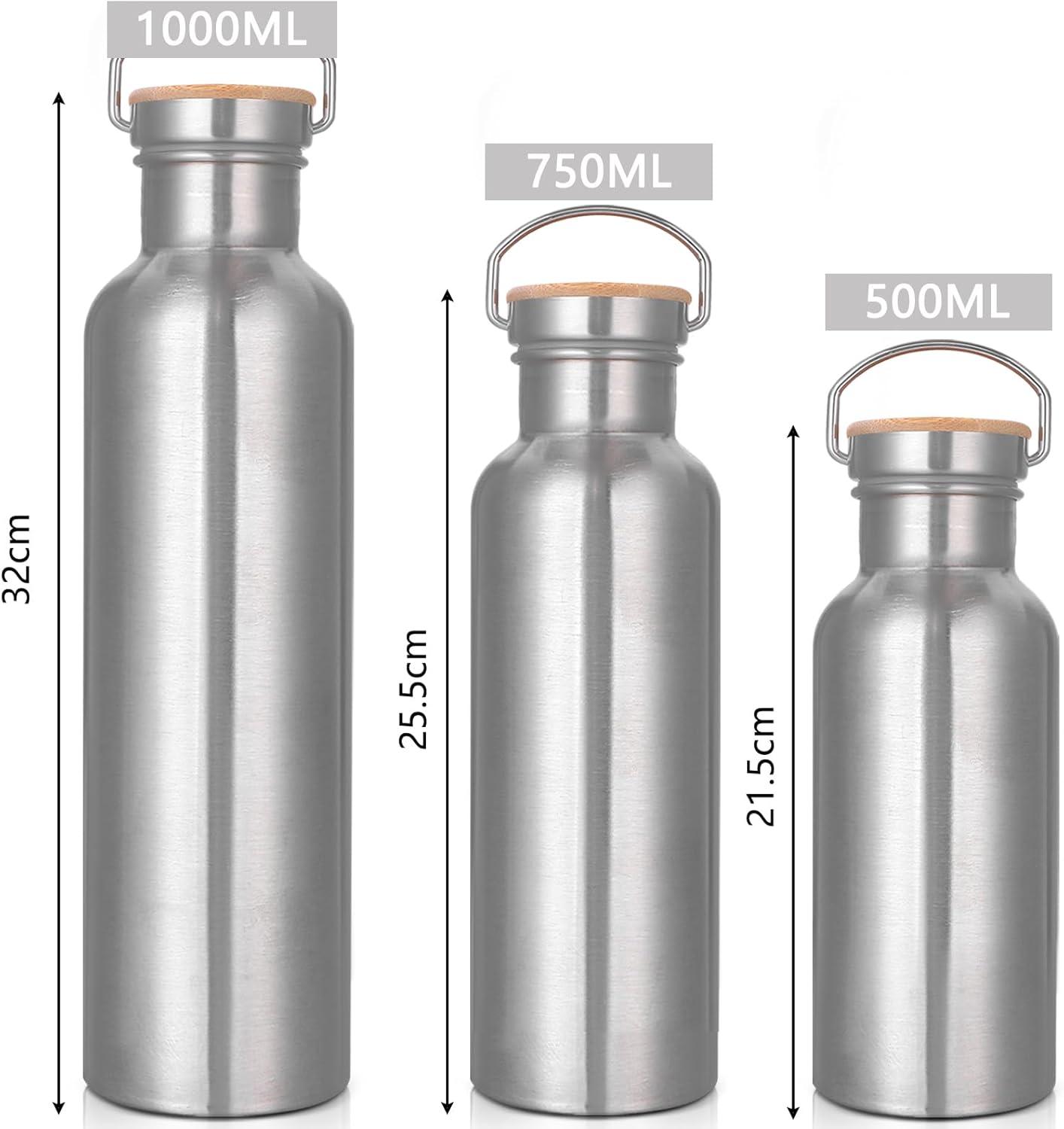 image:imageGourde en Acier Inoxydable 1L Gourde Sport Bouteille deau en mtal rsistante aux fuites sans BPA pour Sport Gym Voyage CampingDouble Paroi 750 Ml