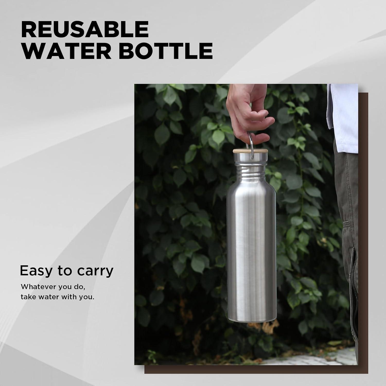 image:imageGourde en Acier Inoxydable 1L Gourde Sport Bouteille deau en mtal rsistante aux fuites sans BPA pour Sport Gym Voyage CampingDouble Paroi 750 Ml