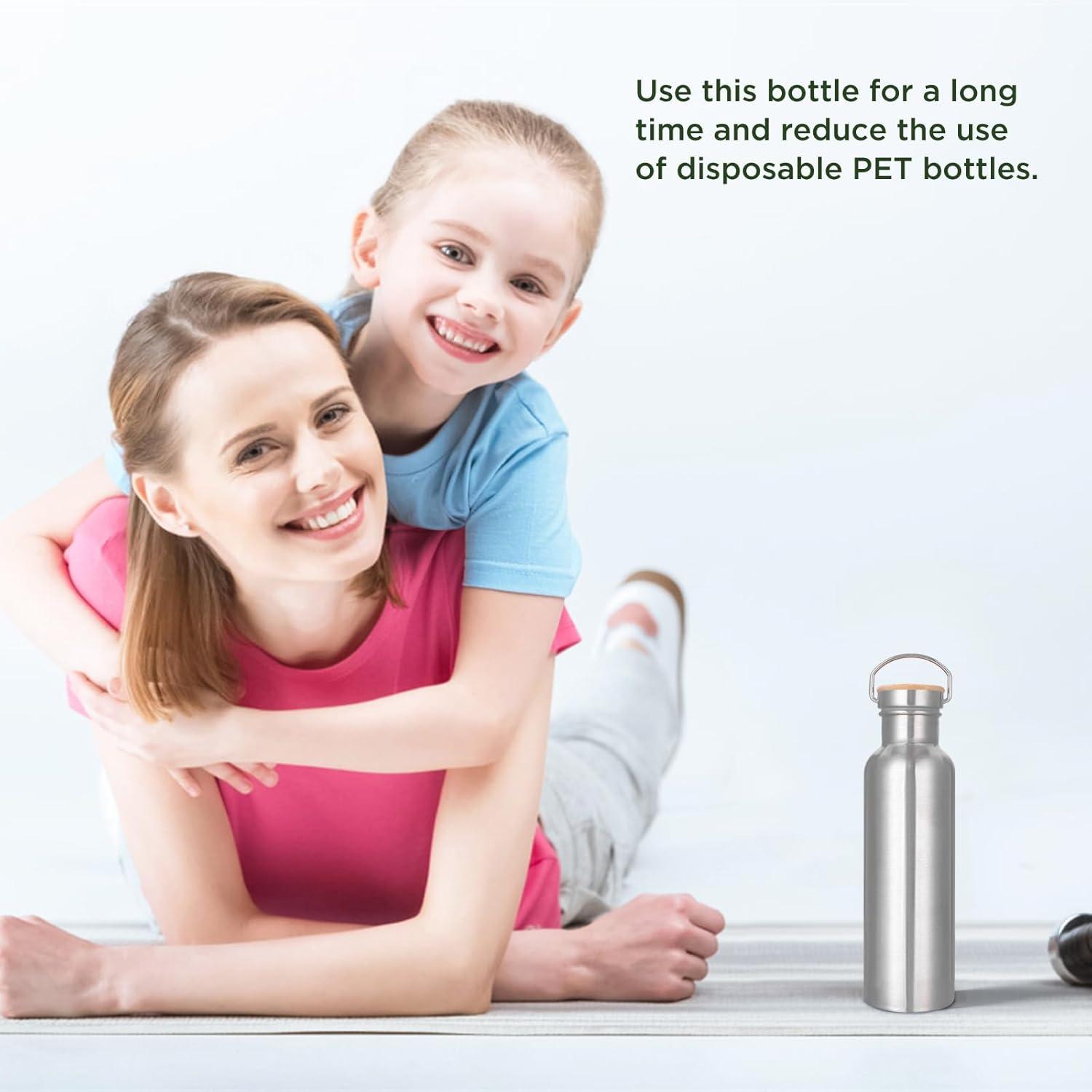 image:imageGourde en Acier Inoxydable 1L Gourde Sport Bouteille deau en mtal rsistante aux fuites sans BPA pour Sport Gym Voyage CampingDouble Paroi 750 Ml