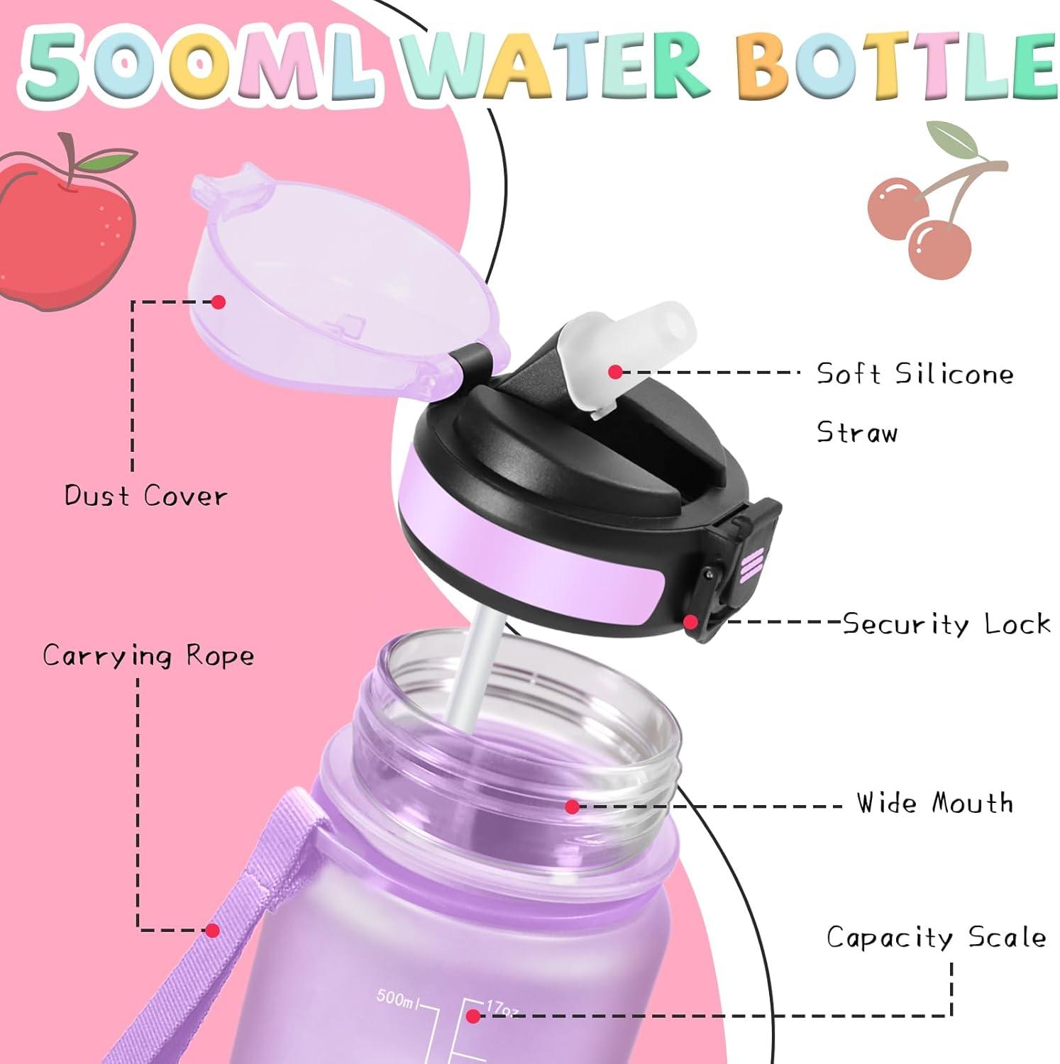 image:imageGrsta Gourde 15l Gourde Sport Anti Fuite Bouteille Gradue pour 1 Journee Facile Nettoyer Bouteille Motivation avec Marqueur de Temps pour Aptitude Randonne Camping Voyage YogaVioletrose