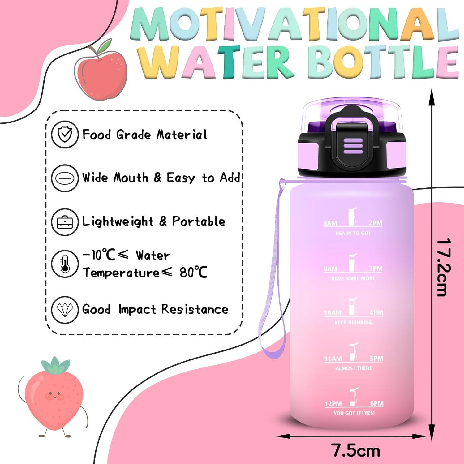 image:imageGrsta Gourde 15l Gourde Sport Anti Fuite Bouteille Gradue pour 1 Journee Facile Nettoyer Bouteille Motivation avec Marqueur de Temps pour Aptitude Randonne Camping Voyage YogaVioletrose