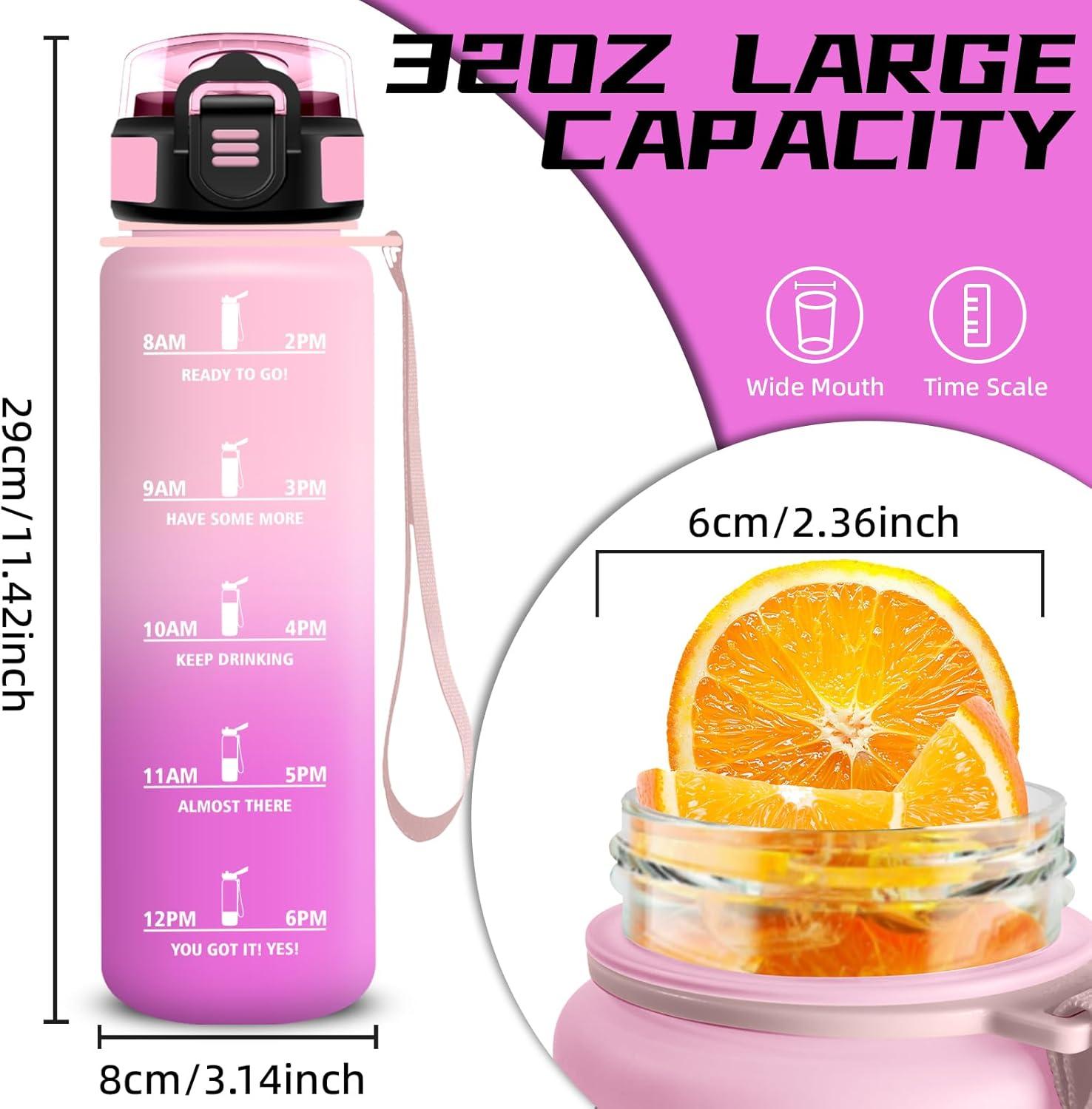 image:imageGrsta Gourde 15l Gourde Sport Anti Fuite Bouteille Gradue pour 1 Journee Facile Nettoyer Bouteille Motivation avec Marqueur de Temps pour Aptitude Randonne Camping Voyage YogaRoseroserouge