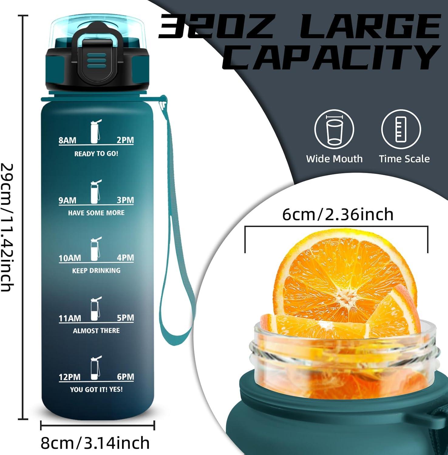 image:imageGrsta Gourde 15l Gourde Sport Anti Fuite Bouteille Gradue pour 1 Journee Facile Nettoyer Bouteille Motivation avec Marqueur de Temps pour Aptitude Randonne Camping Voyage YogaVertgris