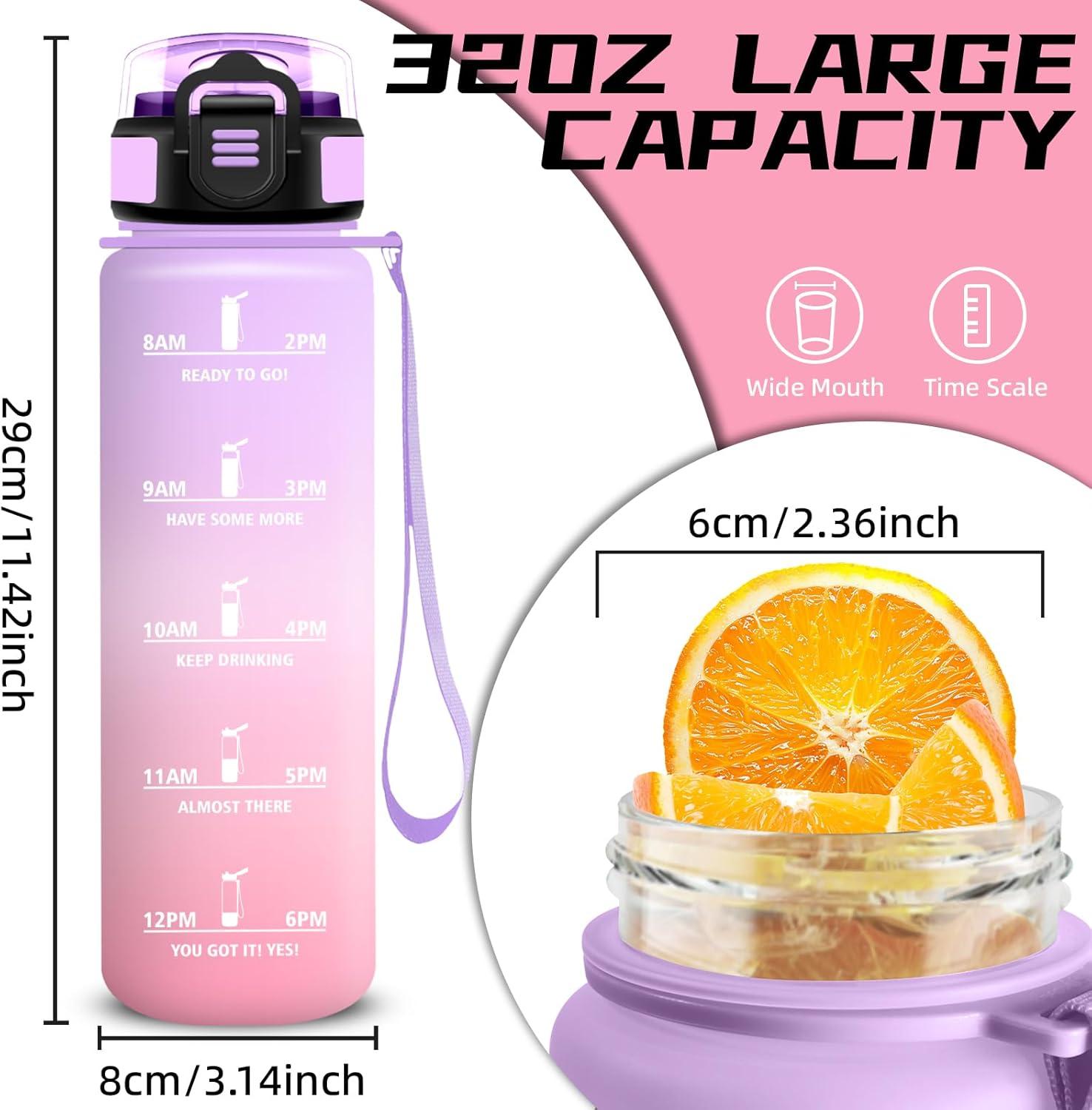 image:imageGrsta Gourde 15l Gourde Sport Anti Fuite Bouteille Gradue pour 1 Journee Facile Nettoyer Bouteille Motivation avec Marqueur de Temps pour Aptitude Randonne Camping Voyage YogaVioletrose