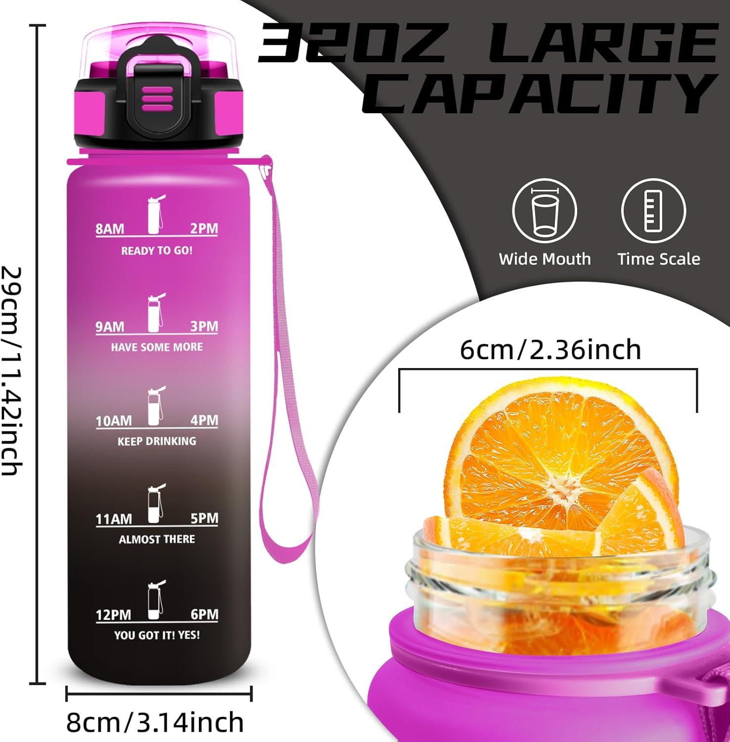 image:imageGrsta Gourde 15l Gourde Sport Anti Fuite Bouteille Gradue pour 1 Journee Facile Nettoyer Bouteille Motivation avec Marqueur de Temps pour Aptitude Randonne Camping Voyage YogaVioletnoir