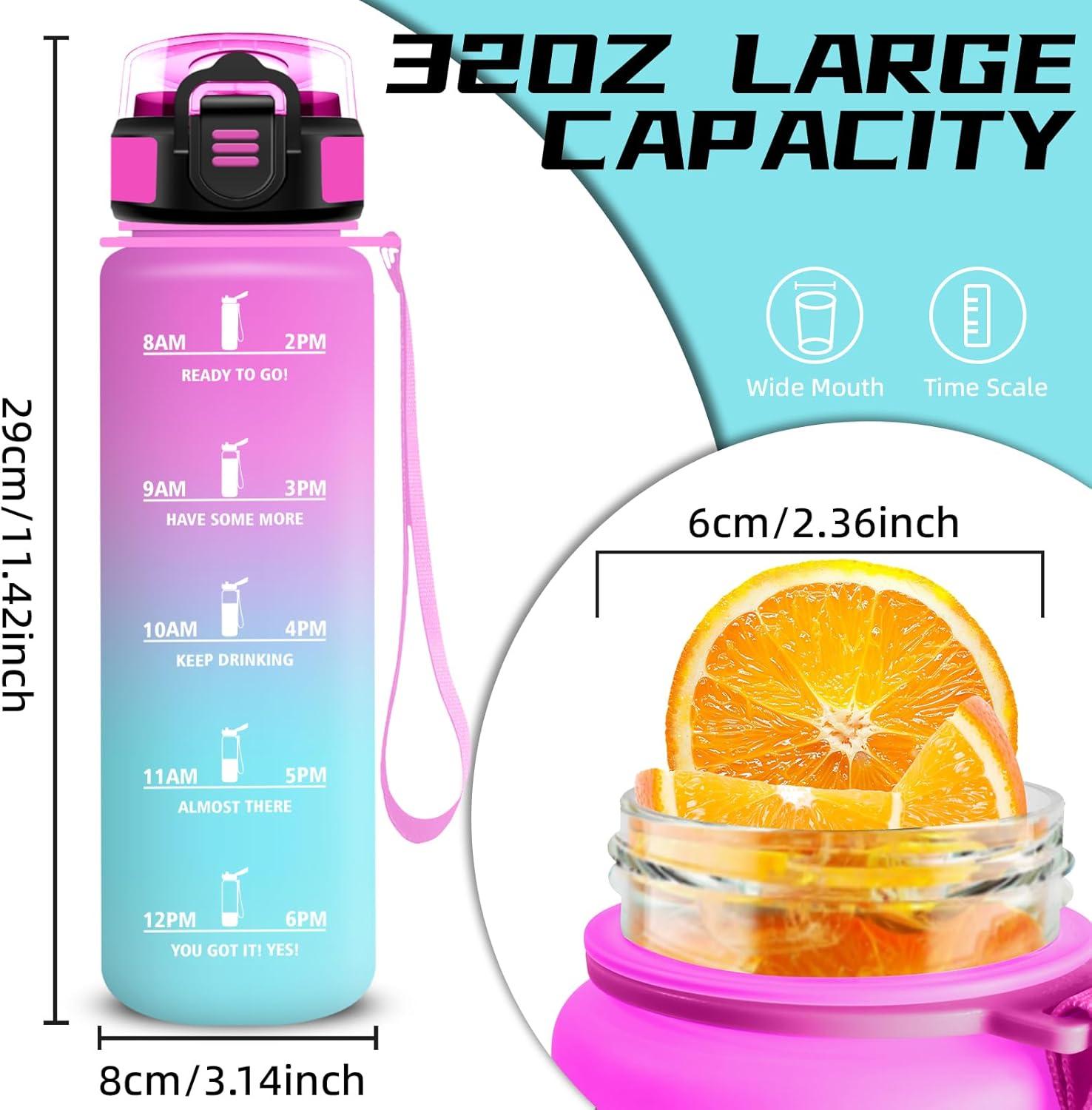 image:imageGrsta Gourde 15l Gourde Sport Anti Fuite Bouteille Gradue pour 1 Journee Facile Nettoyer Bouteille Motivation avec Marqueur de Temps pour Aptitude Randonne Camping Voyage YogaRougevert