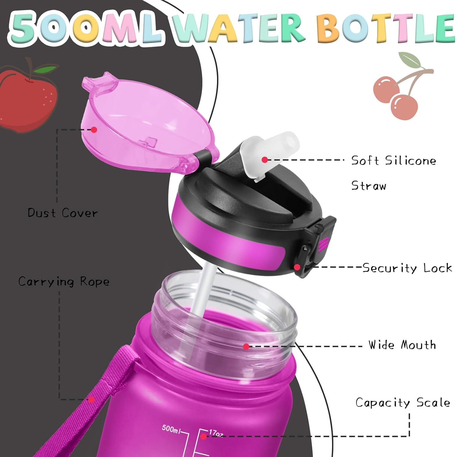 image:imageGrsta Gourde 15l Gourde Sport Anti Fuite Bouteille Gradue pour 1 Journee Facile Nettoyer Bouteille Motivation avec Marqueur de Temps pour Aptitude Randonne Camping Voyage YogaVioletnoir