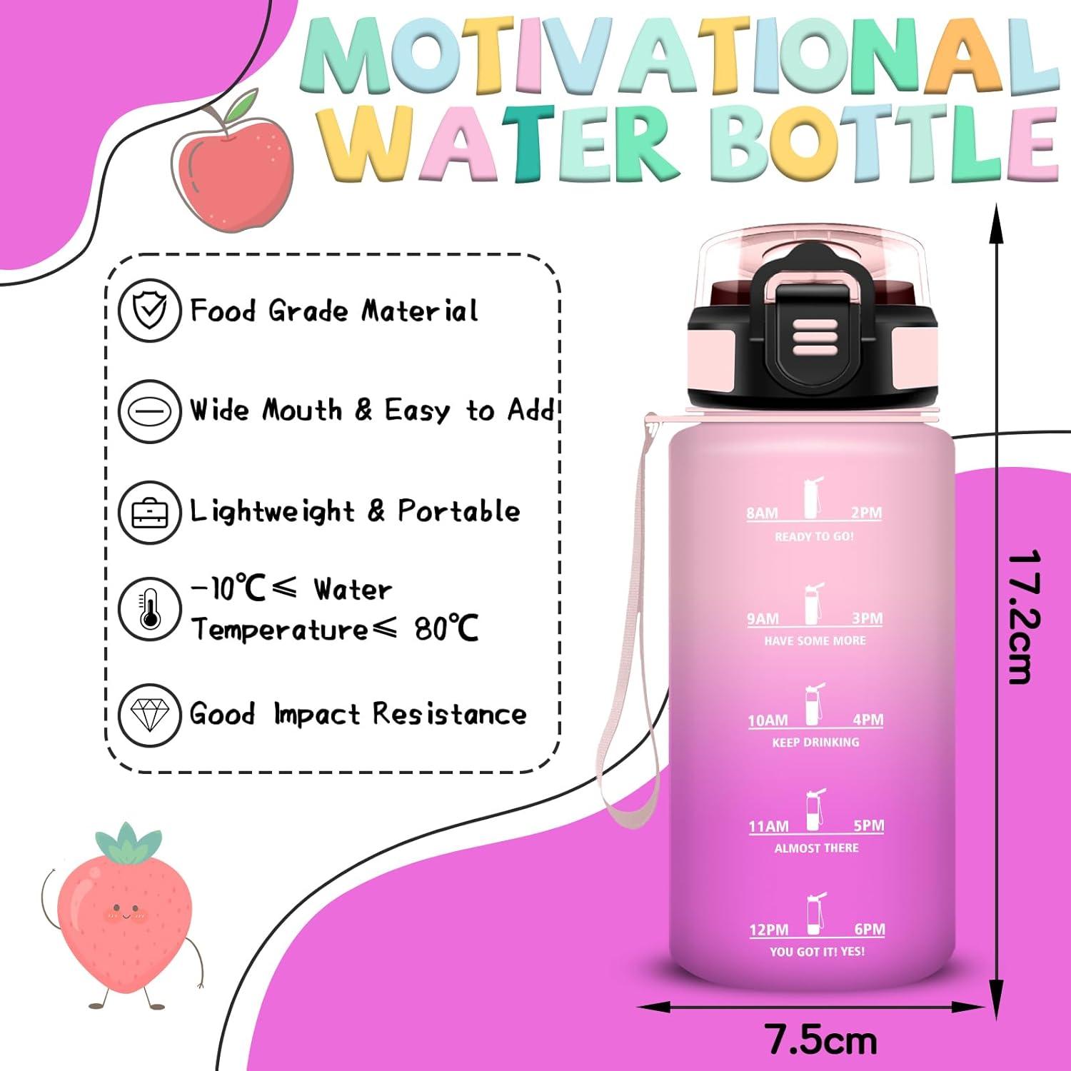 image:imageGrsta Gourde 15l Gourde Sport Anti Fuite Bouteille Gradue pour 1 Journee Facile Nettoyer Bouteille Motivation avec Marqueur de Temps pour Aptitude Randonne Camping Voyage YogaRoseroserouge
