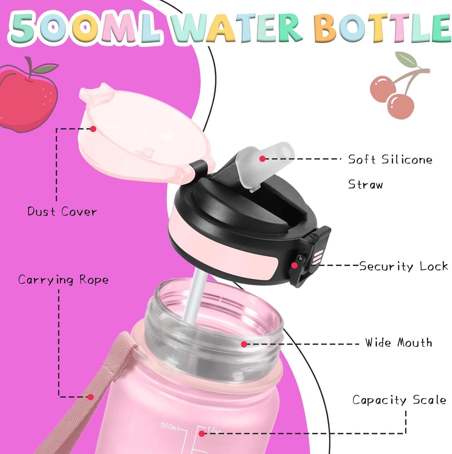image:imageGrsta Gourde 15l Gourde Sport Anti Fuite Bouteille Gradue pour 1 Journee Facile Nettoyer Bouteille Motivation avec Marqueur de Temps pour Aptitude Randonne Camping Voyage YogaRoseroserouge