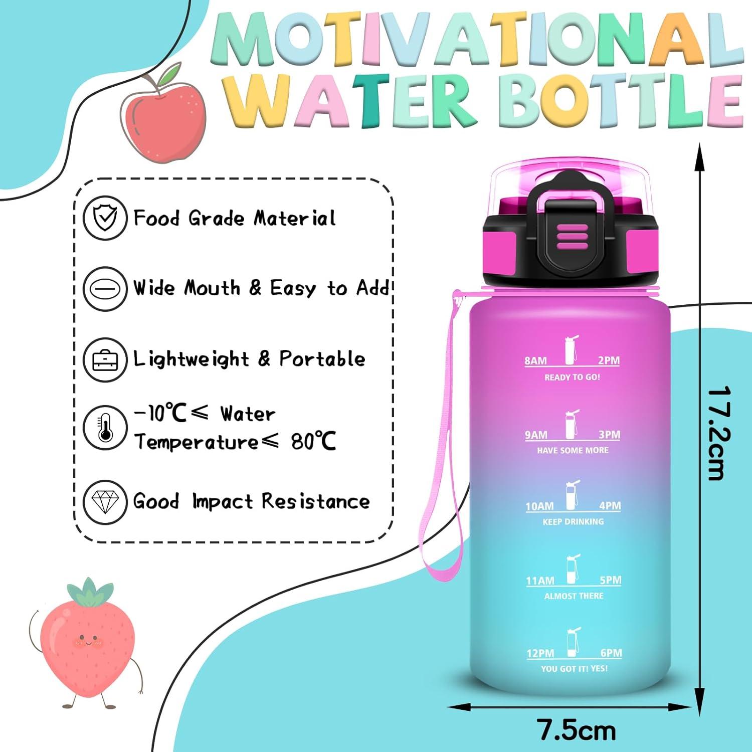 image:imageGrsta Gourde 15l Gourde Sport Anti Fuite Bouteille Gradue pour 1 Journee Facile Nettoyer Bouteille Motivation avec Marqueur de Temps pour Aptitude Randonne Camping Voyage YogaRougevert