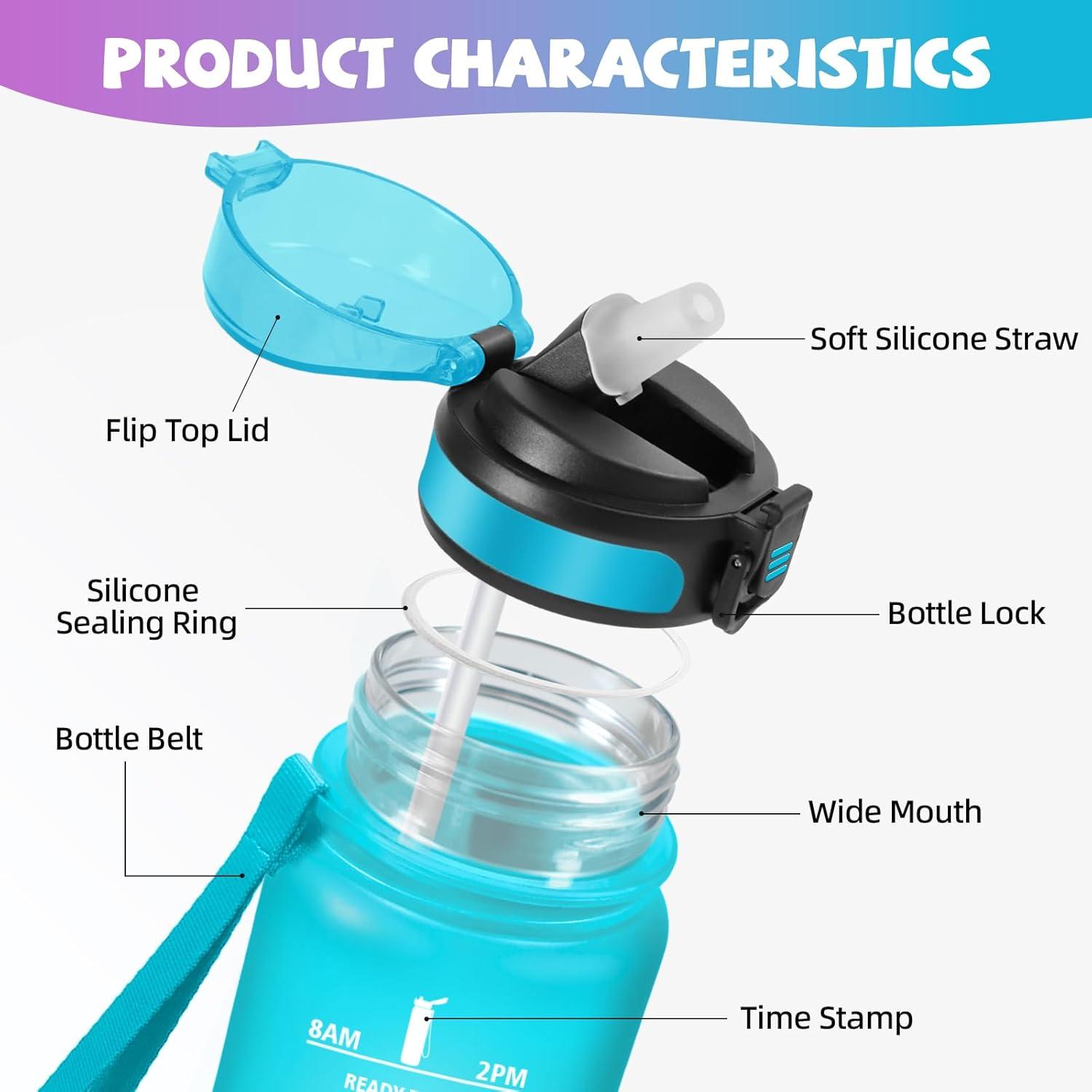image:imageHoneyHolly Gourde 15L Bouteille Gourde Sport avec Paille Gourde Motivation avec Marqueur de Temps Bouteille deau tanche Bouteille deau pour Randonne Camping Fitness CyclismeBleuviolet