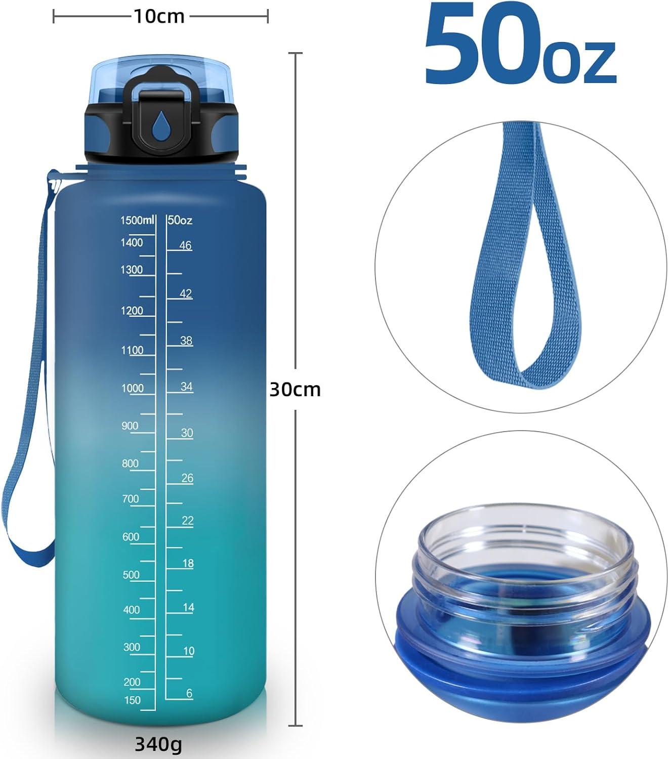 image:imageHoneyHolly Gourde 15L Bouteille Gourde Sport avec Paille Gourde Motivation avec Marqueur de Temps Bouteille deau tanche Bouteille deau pour Randonne Camping Fitness CyclismeBleu Vert 15l