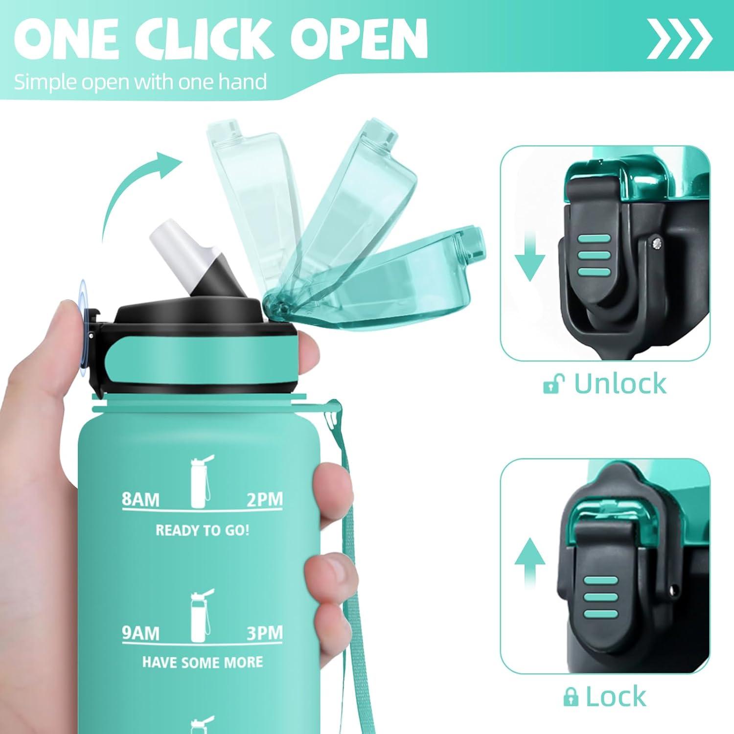 image:imageHoneyHolly Gourde 15L Bouteille Gourde Sport avec Paille Gourde Motivation avec Marqueur de Temps Bouteille deau tanche Bouteille deau pour Randonne Camping Fitness CyclismeVert
