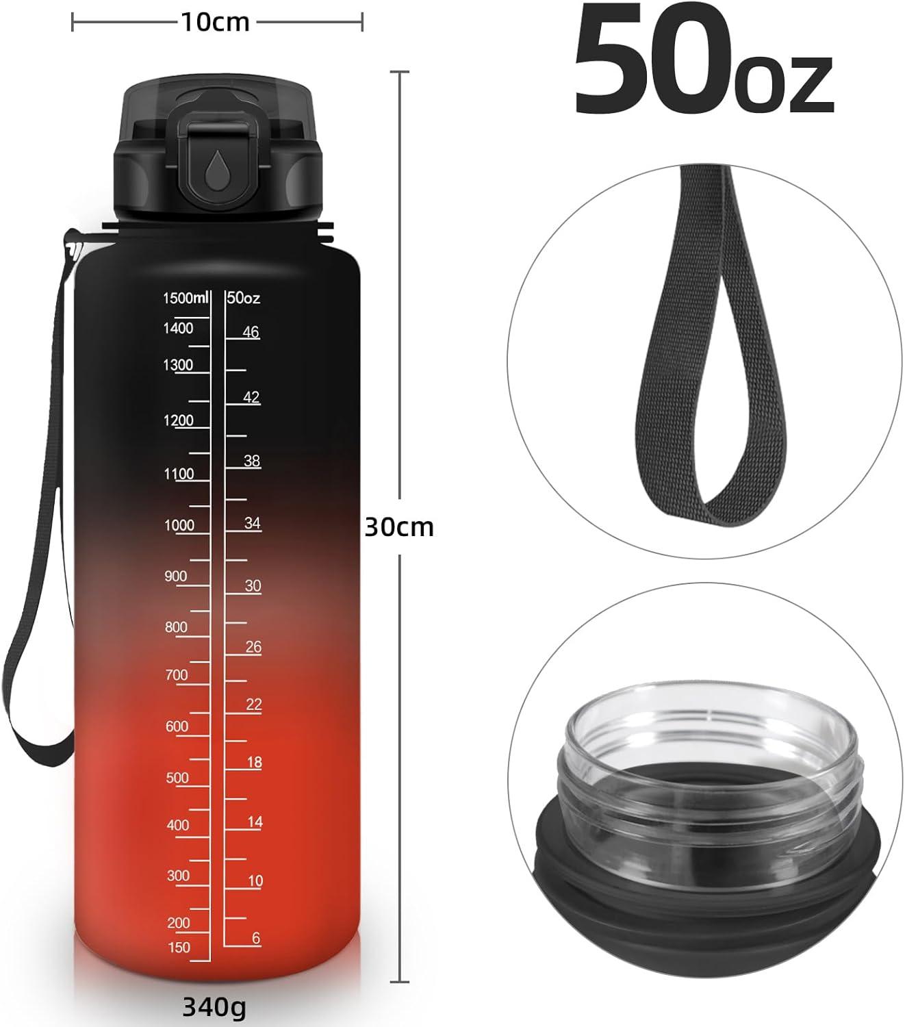 image:imageHoneyHolly Gourde 15L Bouteille Gourde Sport avec Paille Gourde Motivation avec Marqueur de Temps Bouteille deau tanche Bouteille deau pour Randonne Camping Fitness CyclismeNoir Rouge 15l