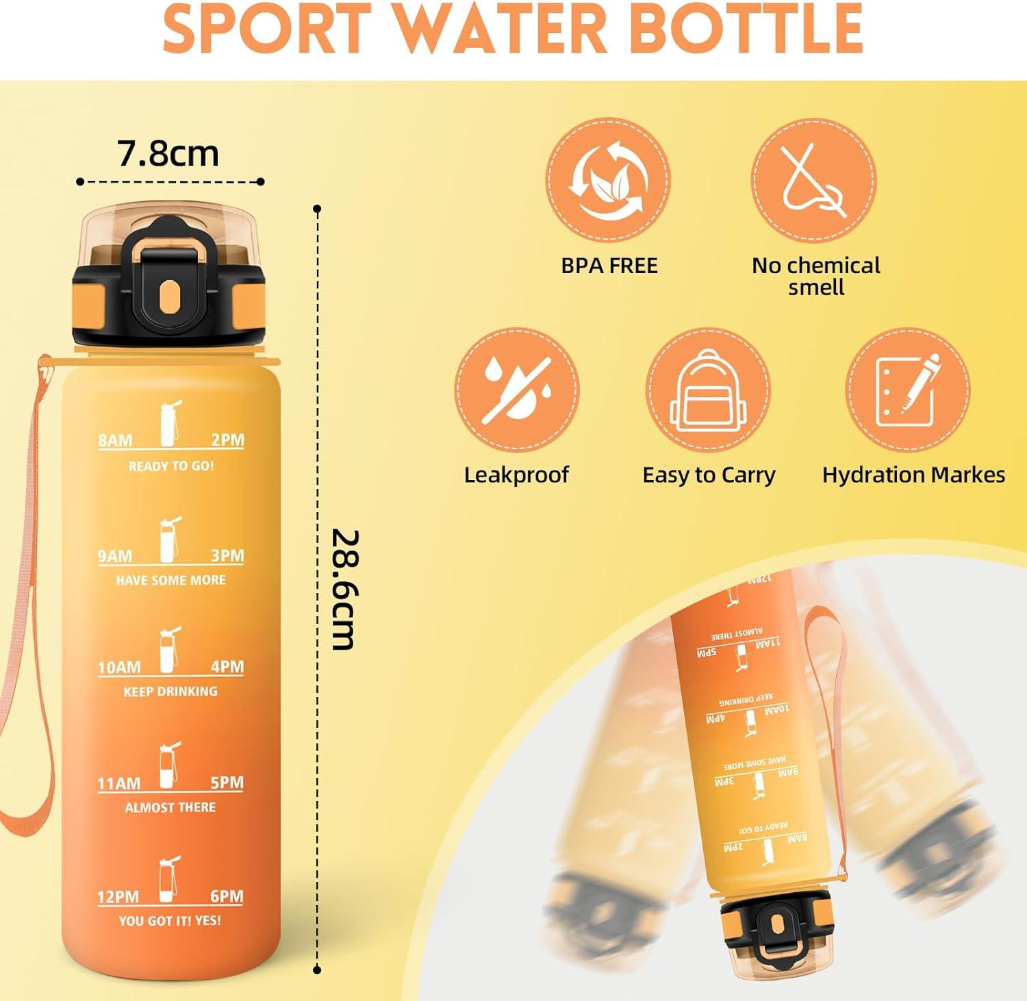 image:imageMotswedi Gourde Sport 1500ml Anti Fuite Gourde 15l Rutilisable Bouteille deau sans BPA Bouteille Reutilisable pour Adulte Randonne lcole Fitness Yoga Violet Clair ampamp Rose ClairJaune Orange