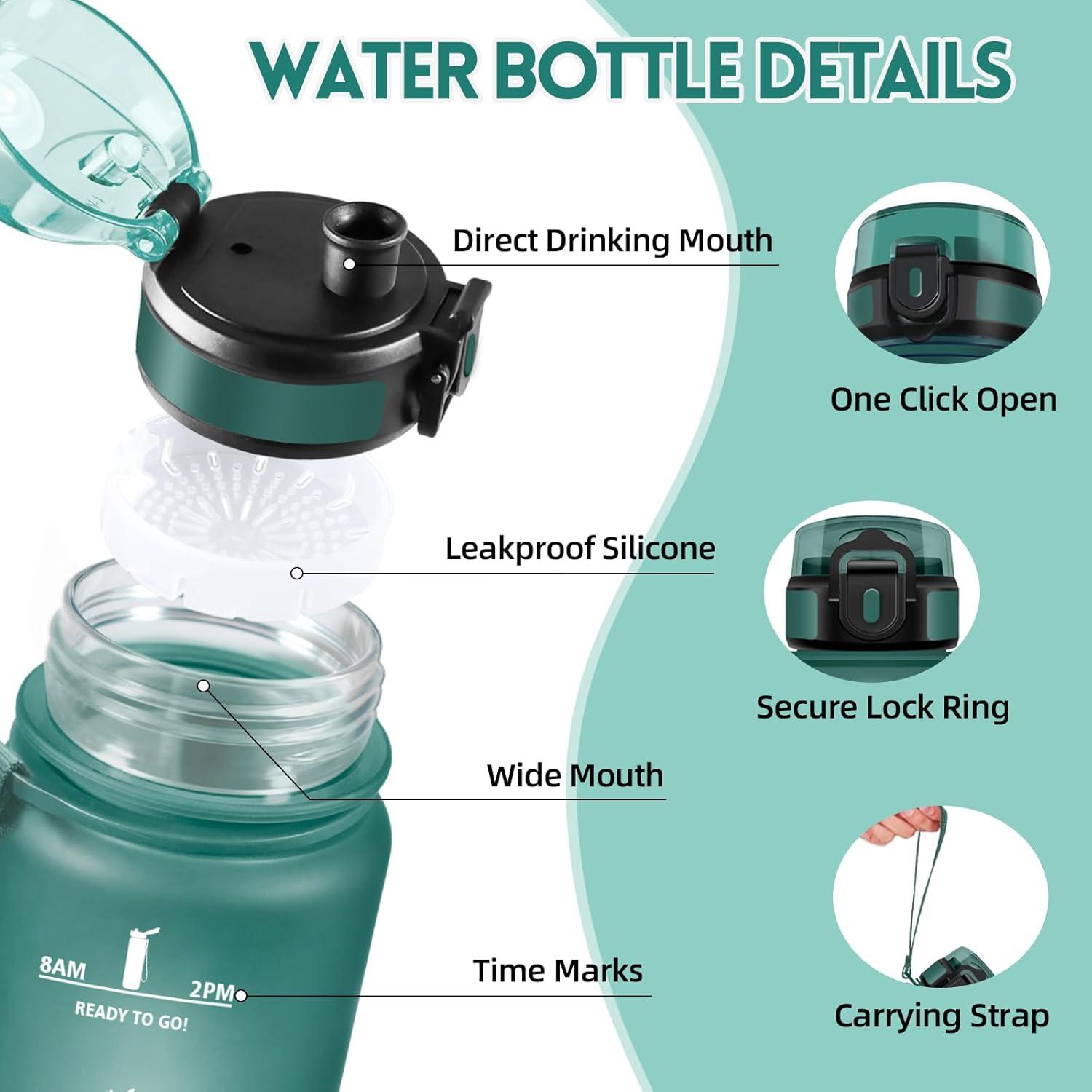 image:imageMotswedi Gourde Sport 1500ml Anti Fuite Gourde 15l Rutilisable Bouteille deau sans BPA Bouteille Reutilisable pour Adulte Randonne lcole Fitness Yoga Violet Clair ampamp Rose ClairVert Fonc Gris