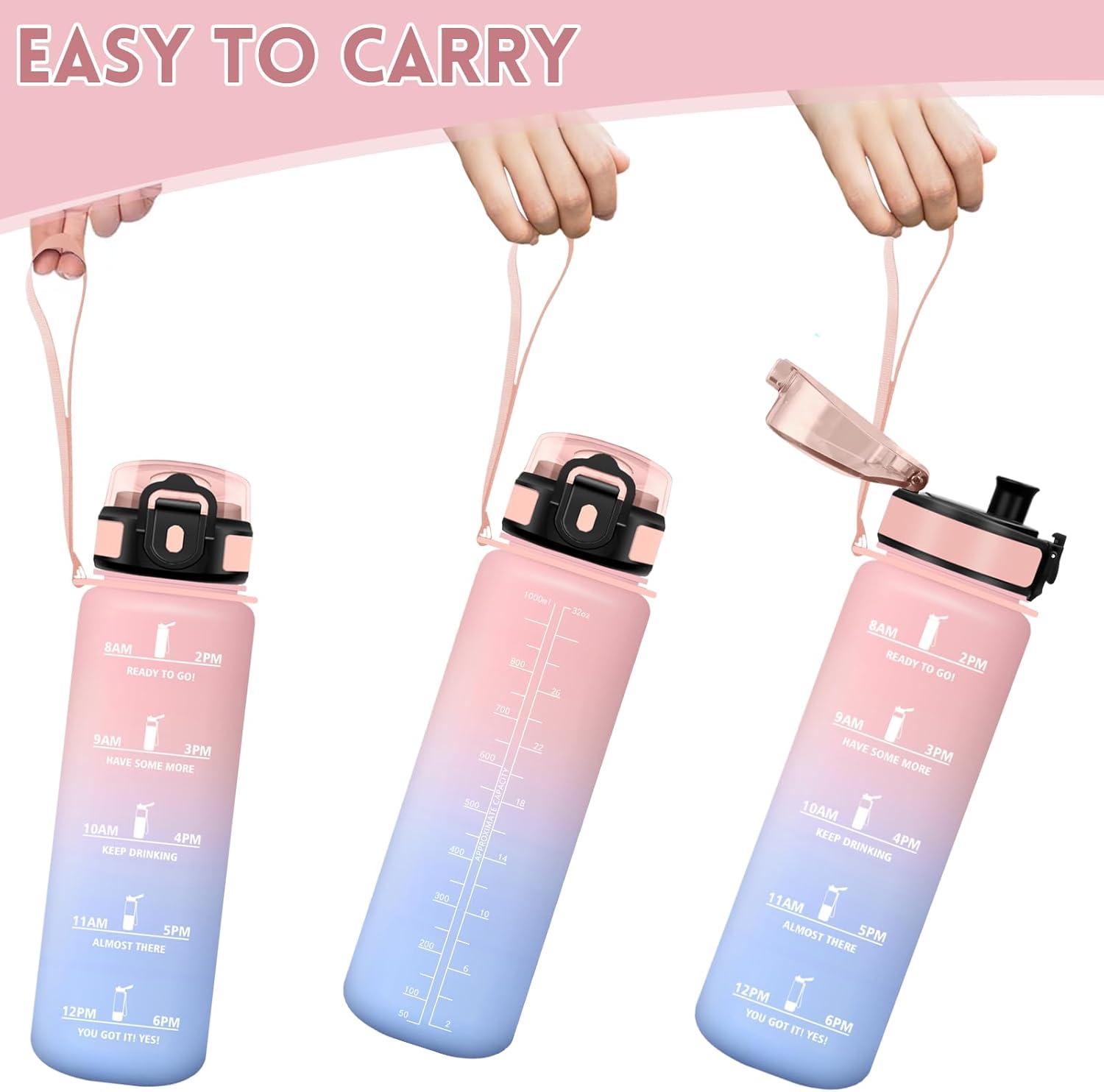 image:imageMotswedi Gourde Sport 1500ml Anti Fuite Gourde 15l Rutilisable Bouteille deau sans BPA Bouteille Reutilisable pour Adulte Randonne lcole Fitness Yoga Violet Clair ampamp Rose ClairRose Bleu Ciel