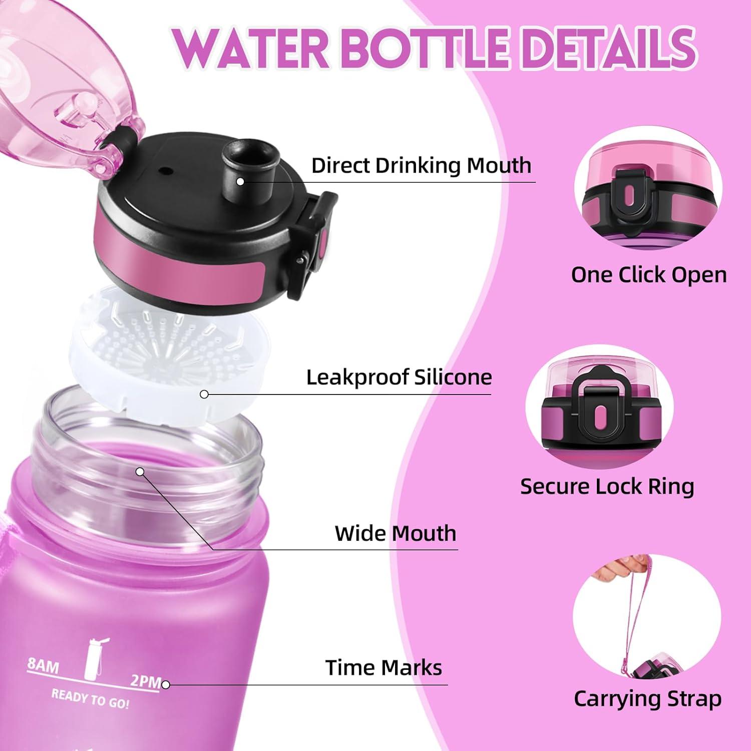 image:imageMotswedi Gourde Sport 1500ml Anti Fuite Gourde 15l Rutilisable Bouteille deau sans BPA Bouteille Reutilisable pour Adulte Randonne lcole Fitness Yoga Violet Clair ampamp Rose ClairRose Rouge Cyan