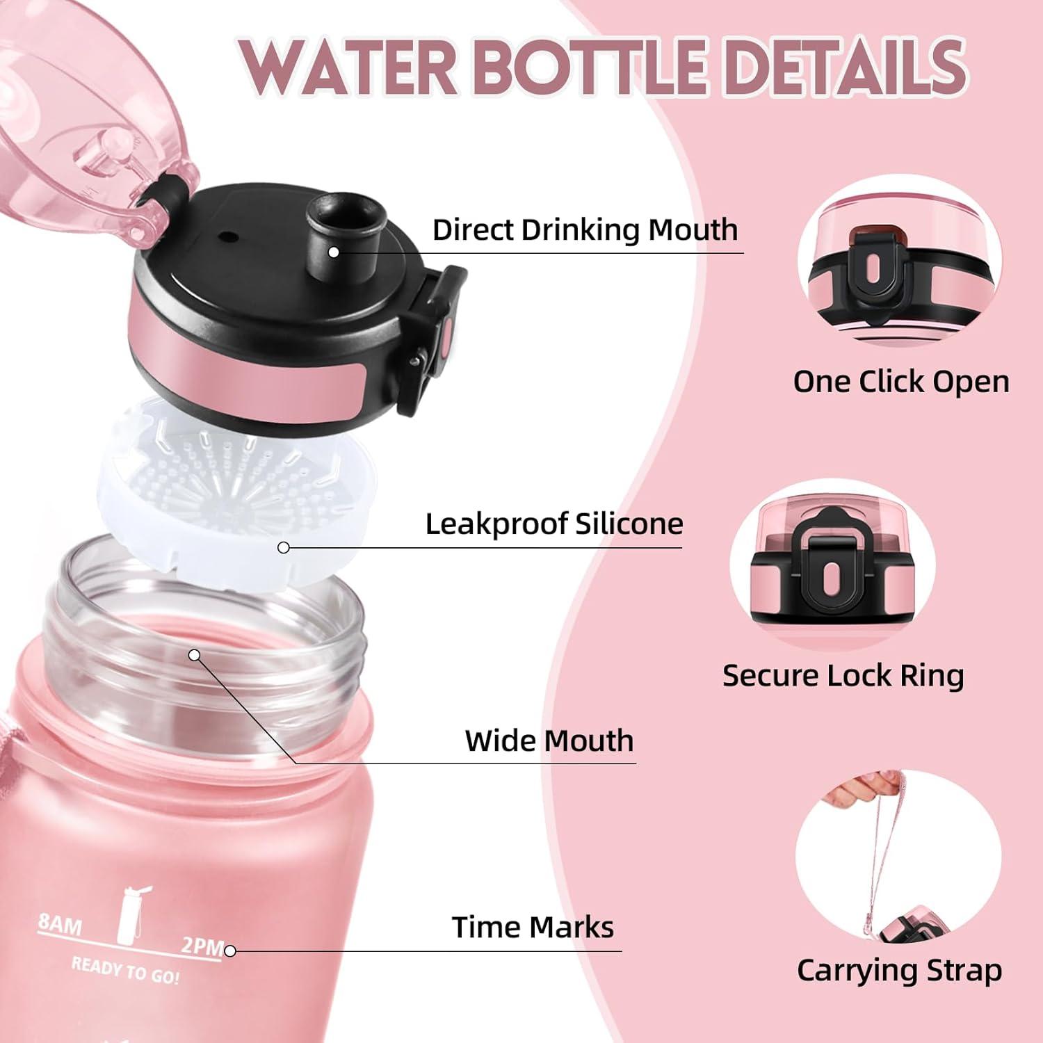 image:imageMotswedi Gourde Sport 1500ml Anti Fuite Gourde 15l Rutilisable Bouteille deau sans BPA Bouteille Reutilisable pour Adulte Randonne lcole Fitness Yoga Violet Clair ampamp Rose ClairRose Clair Rose Rouge