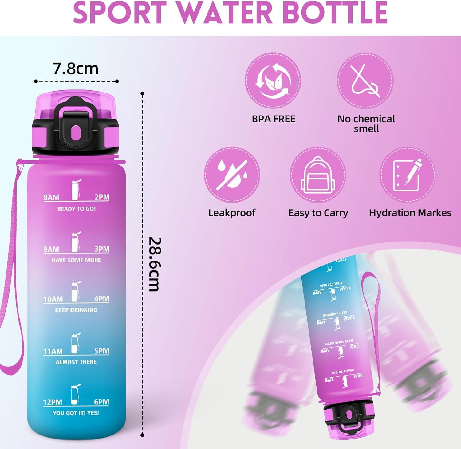 image:imageMotswedi Gourde Sport 1500ml Anti Fuite Gourde 15l Rutilisable Bouteille deau sans BPA Bouteille Reutilisable pour Adulte Randonne lcole Fitness Yoga Violet Clair ampamp Rose ClairRose Rouge Cyan