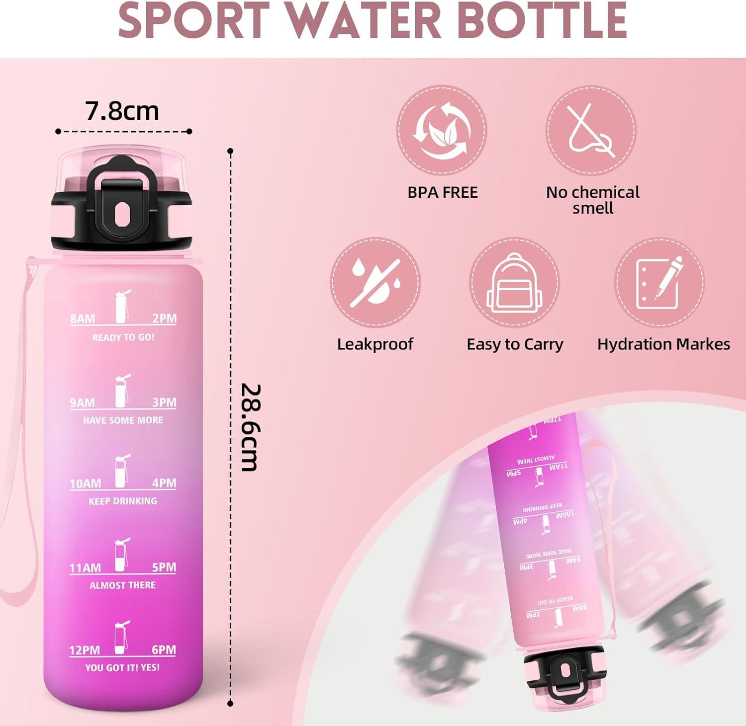 image:imageMotswedi Gourde Sport 1500ml Anti Fuite Gourde 15l Rutilisable Bouteille deau sans BPA Bouteille Reutilisable pour Adulte Randonne lcole Fitness Yoga Violet Clair ampamp Rose ClairRose Clair Rose Rouge