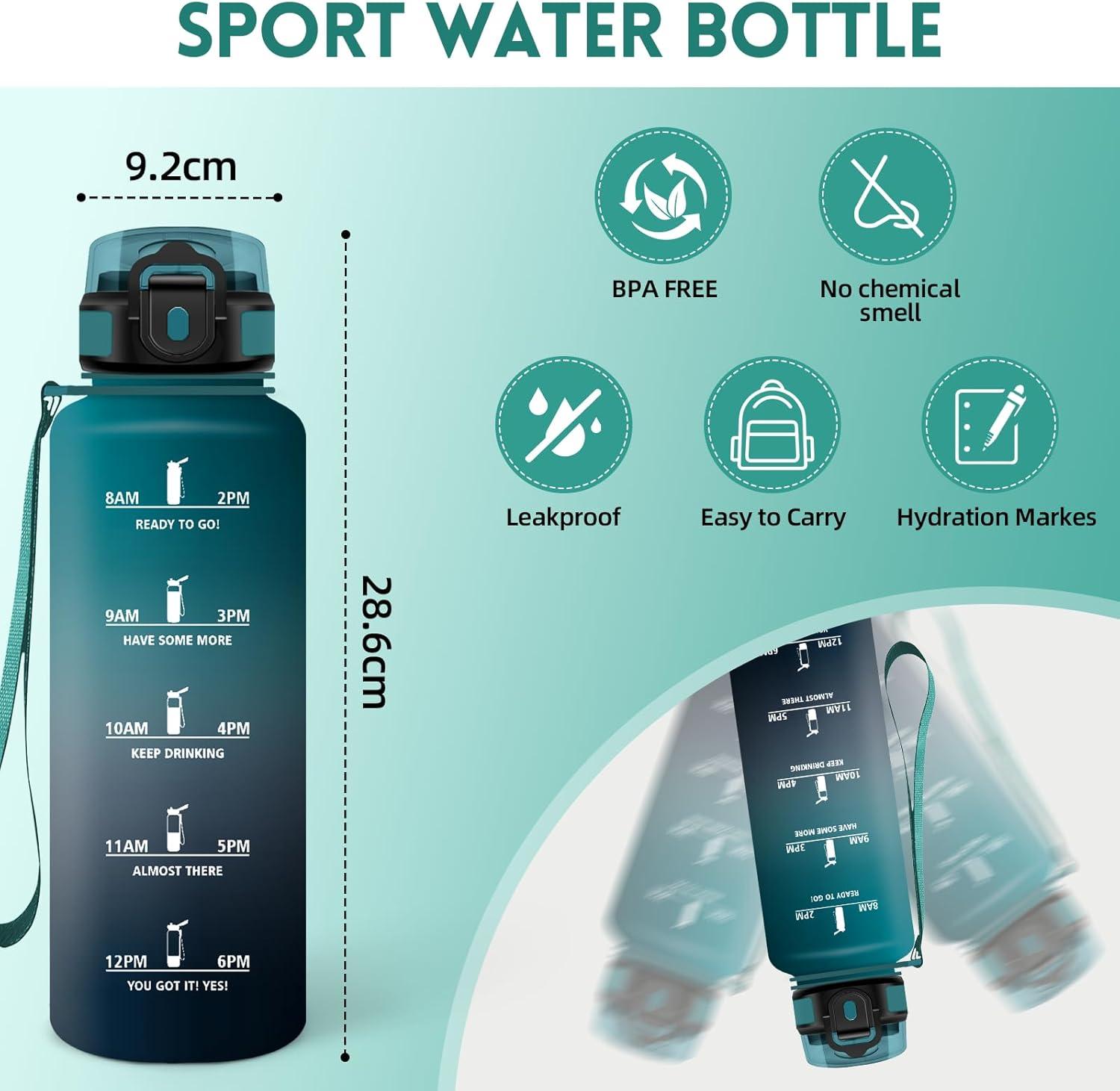 image:imageMotswedi Gourde Sport 1500ml Anti Fuite Gourde 15l Rutilisable Bouteille deau sans BPA Bouteille Reutilisable pour Adulte Randonne lcole Fitness Yoga Violet Clair ampamp Rose ClairVert Fonc Gris