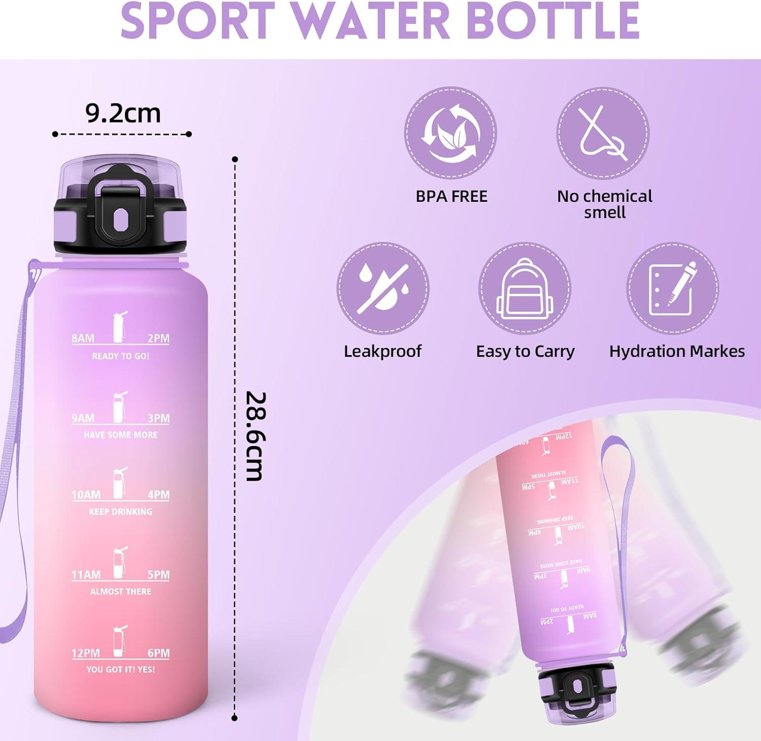 image:imageMotswedi Gourde Sport 1500ml Anti Fuite Gourde 15l Rutilisable Bouteille deau sans BPA Bouteille Reutilisable pour Adulte Randonne lcole Fitness Yoga Violet Clair ampamp Rose ClairViolet Clair Rose Clair
