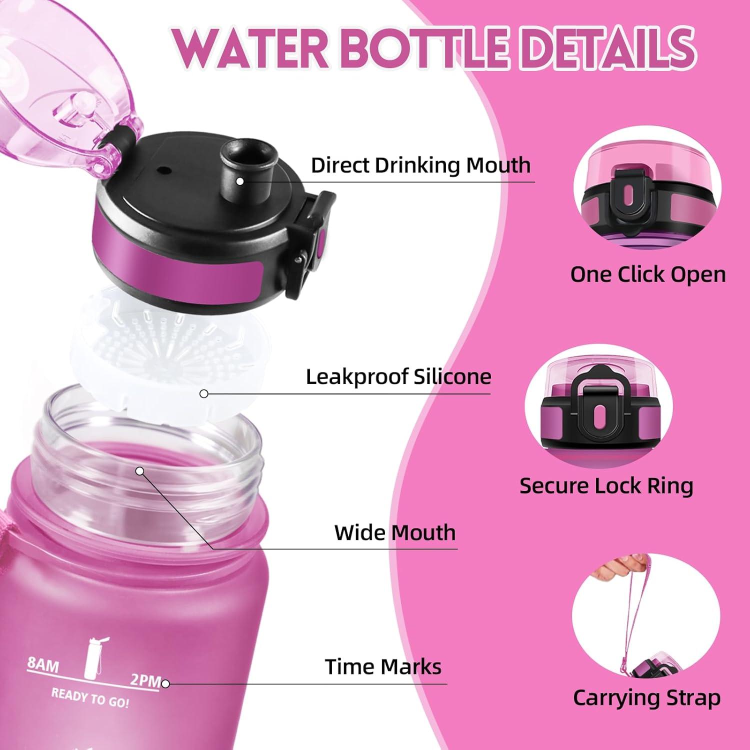 image:imageMotswedi Gourde Sport 1500ml Anti Fuite Gourde 15l Rutilisable Bouteille deau sans BPA Bouteille Reutilisable pour Adulte Randonne lcole Fitness Yoga Violet Clair ampamp Rose ClairViolet Rouge Noir