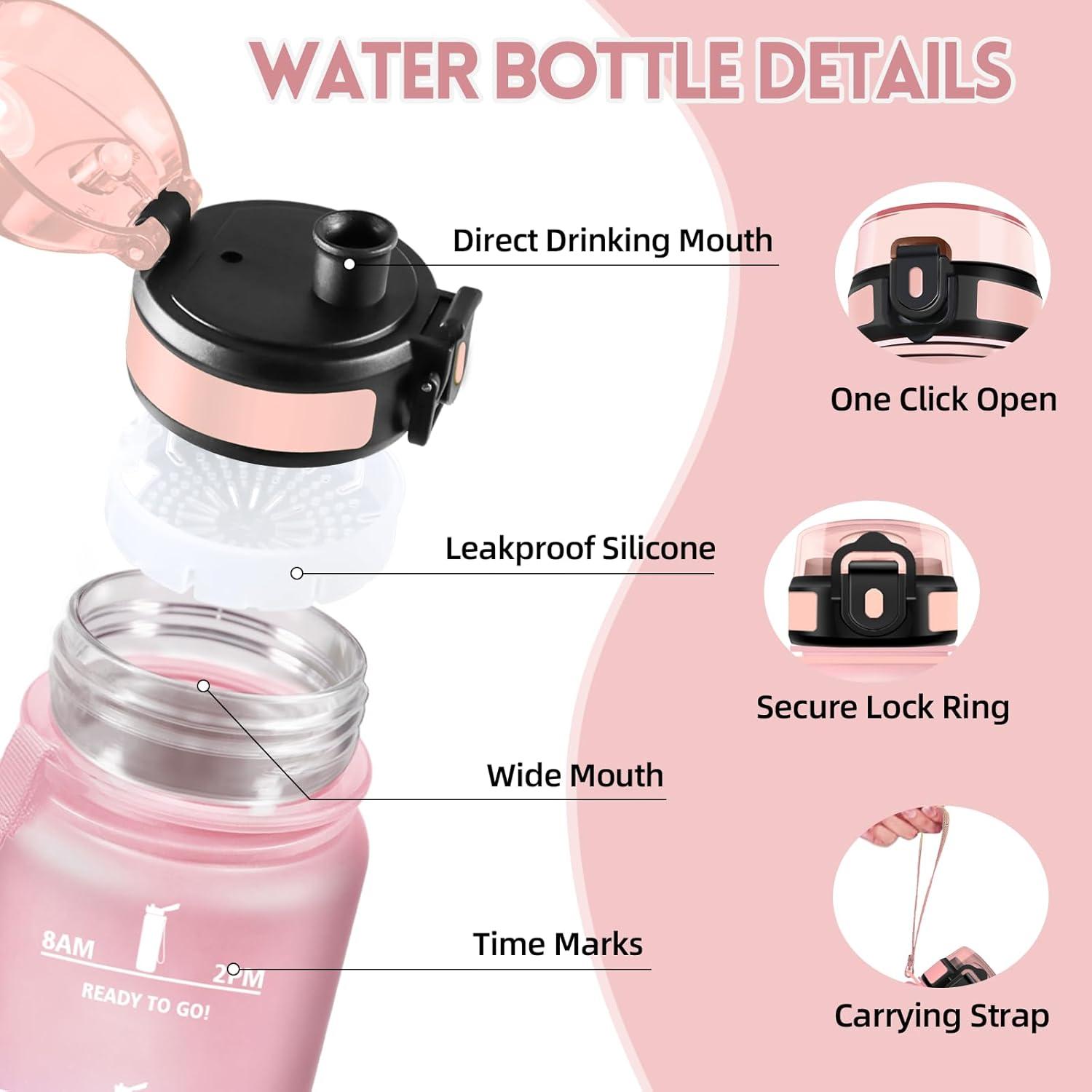 image:imageMotswedi Gourde Sport 1500ml Anti Fuite Gourde 15l Rutilisable Bouteille deau sans BPA Bouteille Reutilisable pour Adulte Randonne lcole Fitness Yoga Violet Clair ampamp Rose ClairRose Bleu Ciel
