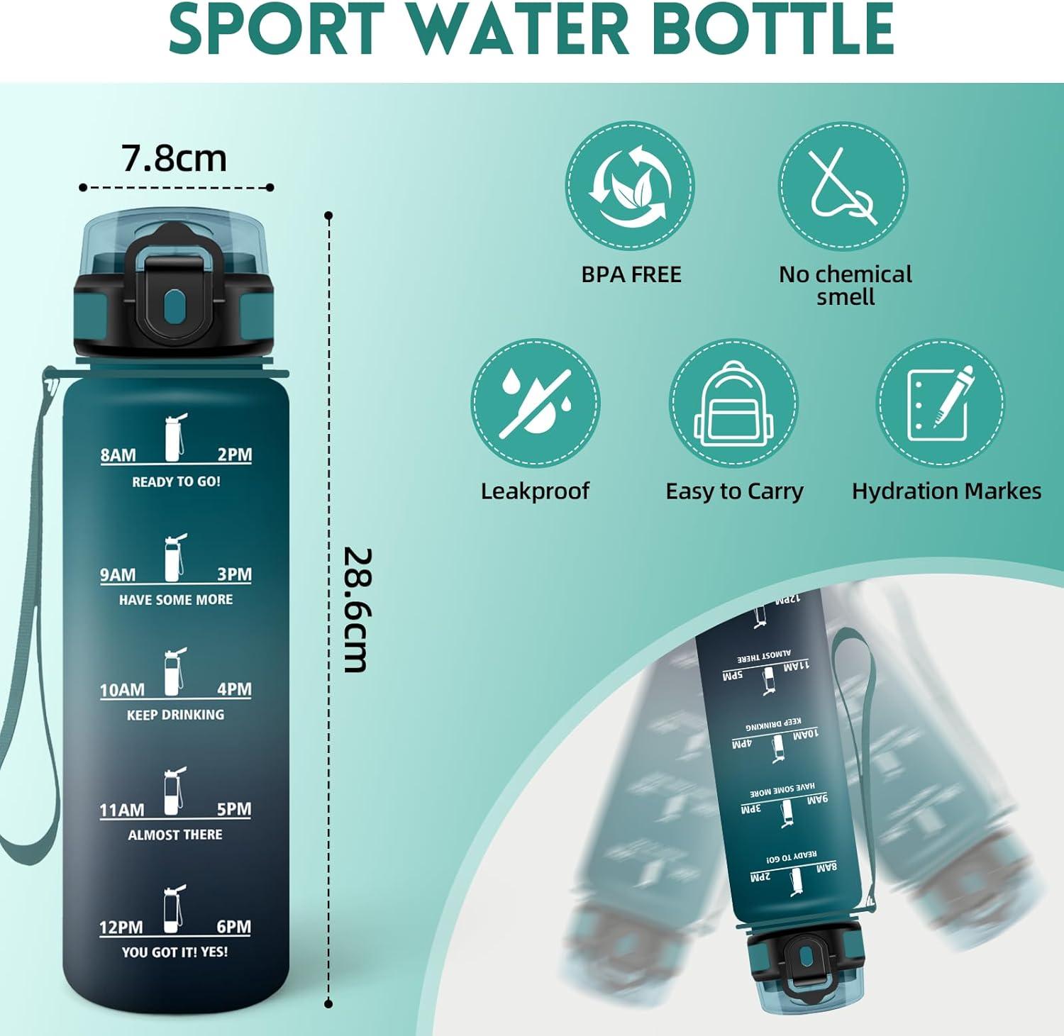 image:imageMotswedi Gourde Sport 1500ml Anti Fuite Gourde 15l Rutilisable Bouteille deau sans BPA Bouteille Reutilisable pour Adulte Randonne lcole Fitness Yoga Violet Clair ampamp Rose ClairVert Fonc Gris
