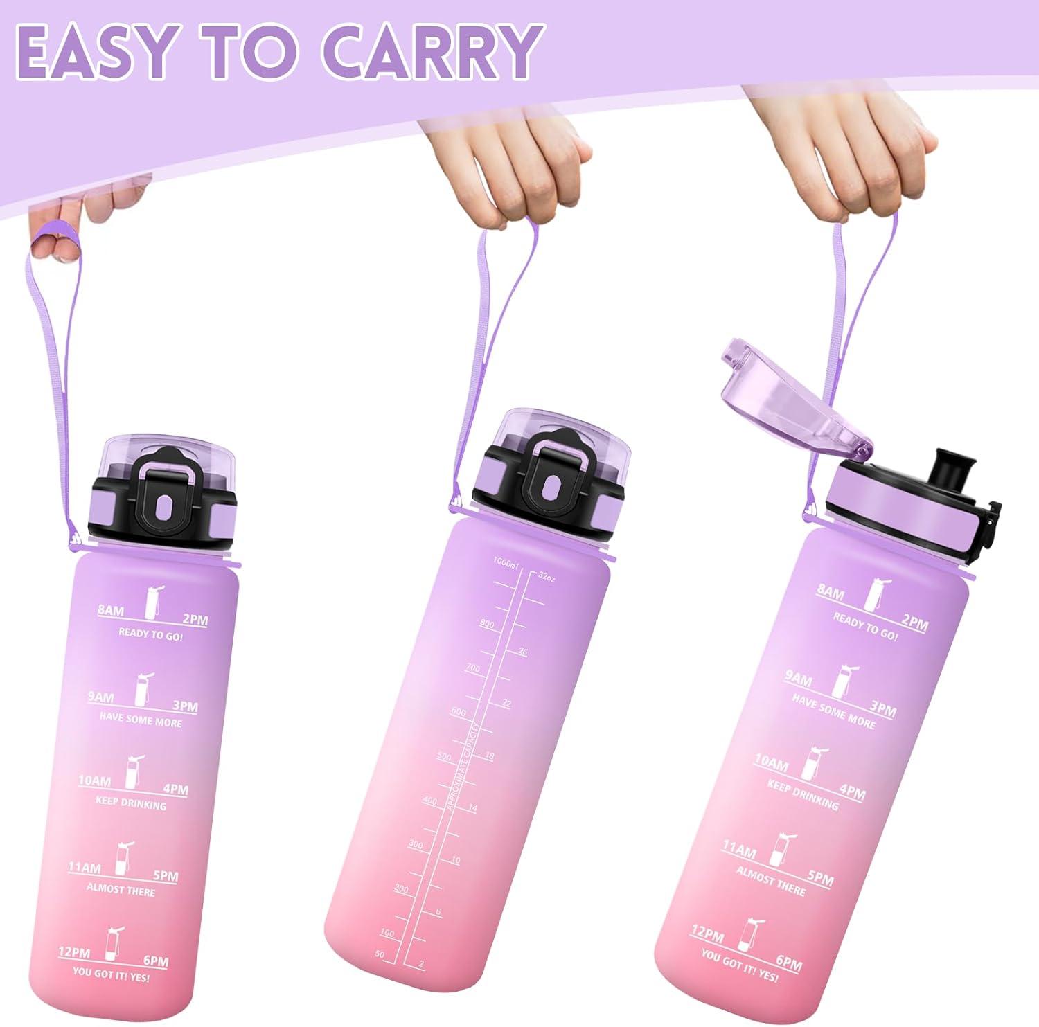 image:imageMotswedi Gourde Sport 1500ml Anti Fuite Gourde 15l Rutilisable Bouteille deau sans BPA Bouteille Reutilisable pour Adulte Randonne lcole Fitness Yoga Violet Clair ampamp Rose ClairViolet Clair Rose Clair