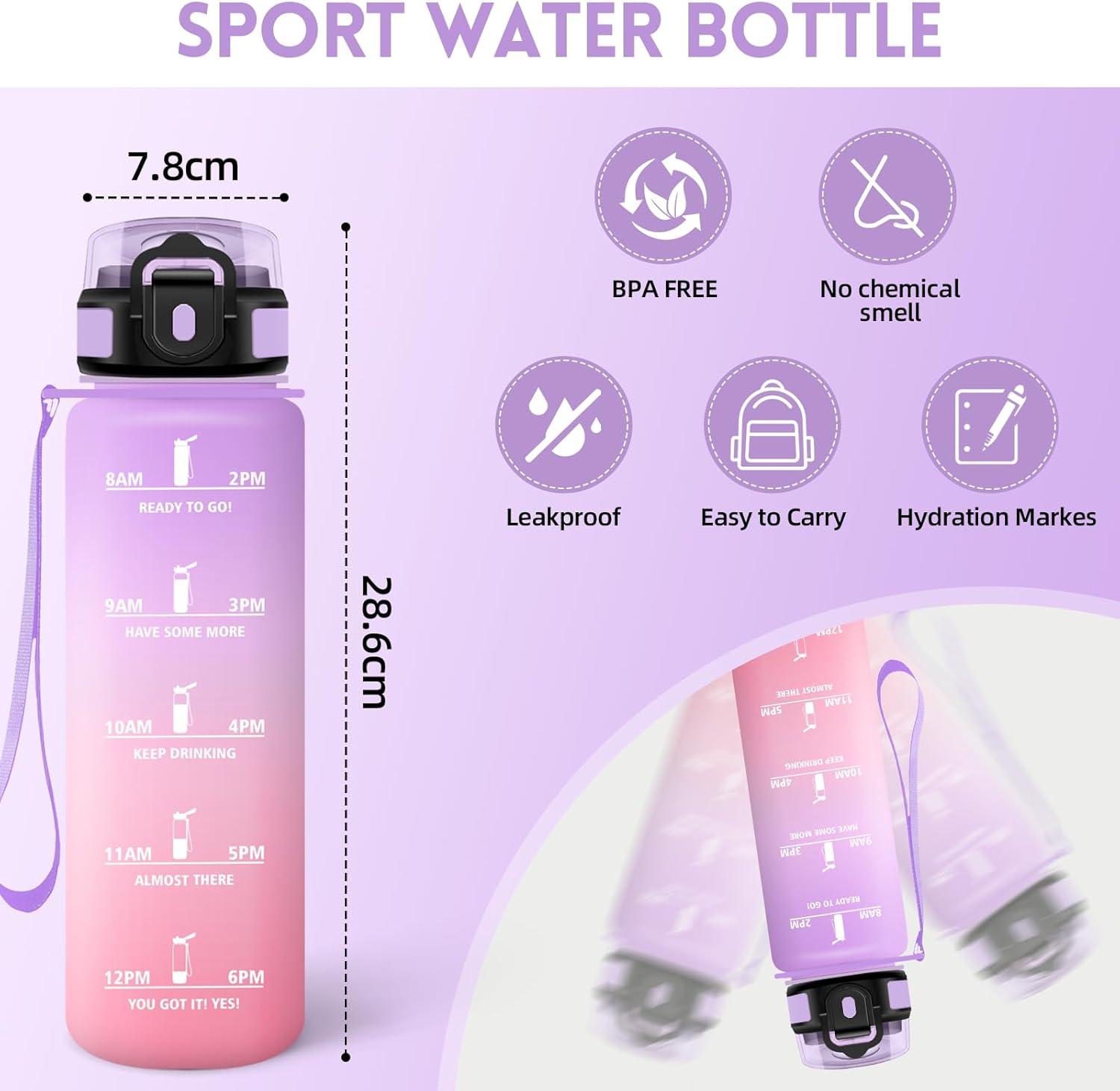 image:imageMotswedi Gourde Sport 1500ml Anti Fuite Gourde 15l Rutilisable Bouteille deau sans BPA Bouteille Reutilisable pour Adulte Randonne lcole Fitness Yoga Violet Clair ampamp Rose ClairViolet Clair Rose Clair
