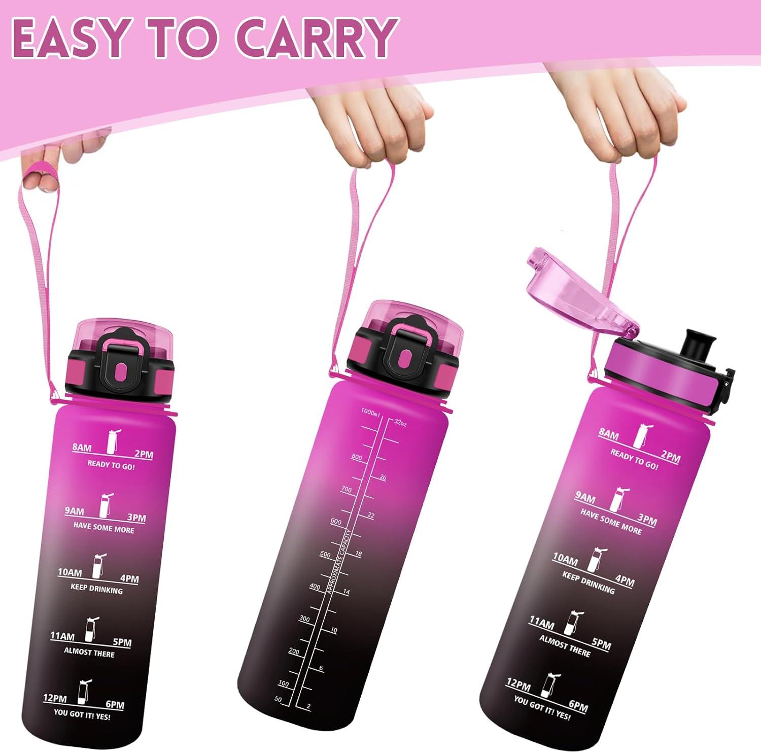 image:imageMotswedi Gourde Sport 1500ml Anti Fuite Gourde 15l Rutilisable Bouteille deau sans BPA Bouteille Reutilisable pour Adulte Randonne lcole Fitness Yoga Violet Clair ampamp Rose ClairViolet Rouge Noir
