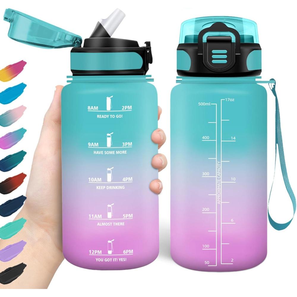 image:imageHoneyHolly Gourde 15L Bouteille Gourde Sport avec Paille Gourde Motivation avec Marqueur de Temps Bouteille deau tanche Bouteille deau pour Randonne Camping Fitness CyclismeVertrose
