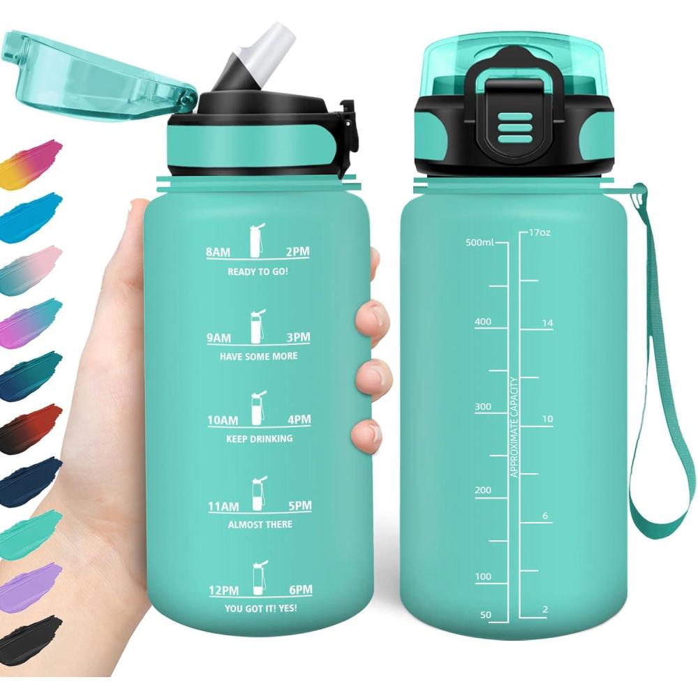 image:imageHoneyHolly Gourde 15L Bouteille Gourde Sport avec Paille Gourde Motivation avec Marqueur de Temps Bouteille deau tanche Bouteille deau pour Randonne Camping Fitness CyclismeVert