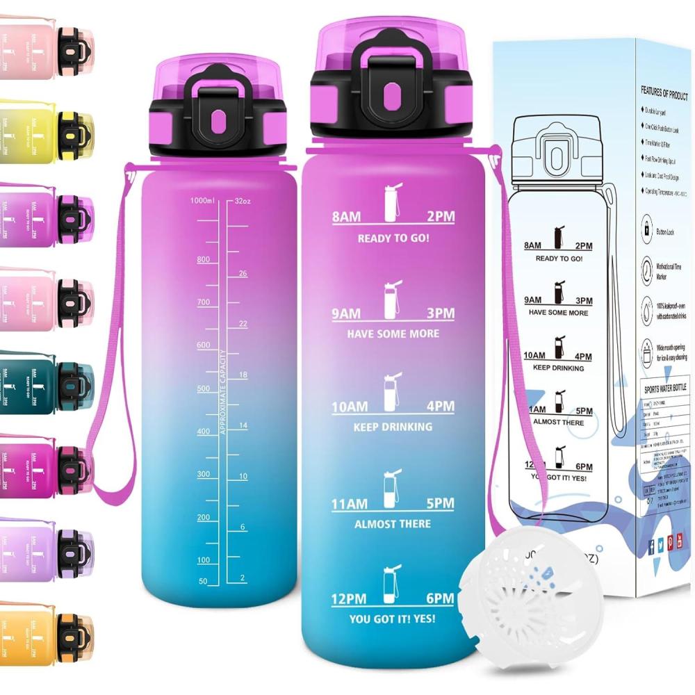 image:imageMotswedi Gourde Sport 1500ml Anti Fuite Gourde 15l Rutilisable Bouteille deau sans BPA Bouteille Reutilisable pour Adulte Randonne lcole Fitness Yoga Violet Clair ampamp Rose ClairRose Rouge Cyan