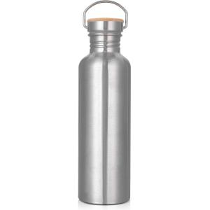Gourde en Acier Inoxydable 1L, Gourde Sport, Bouteille d&rsquo;eau en métal résistante aux fuites sans BPA pour Sport, Gym, Voyage, Camping(Argent)
