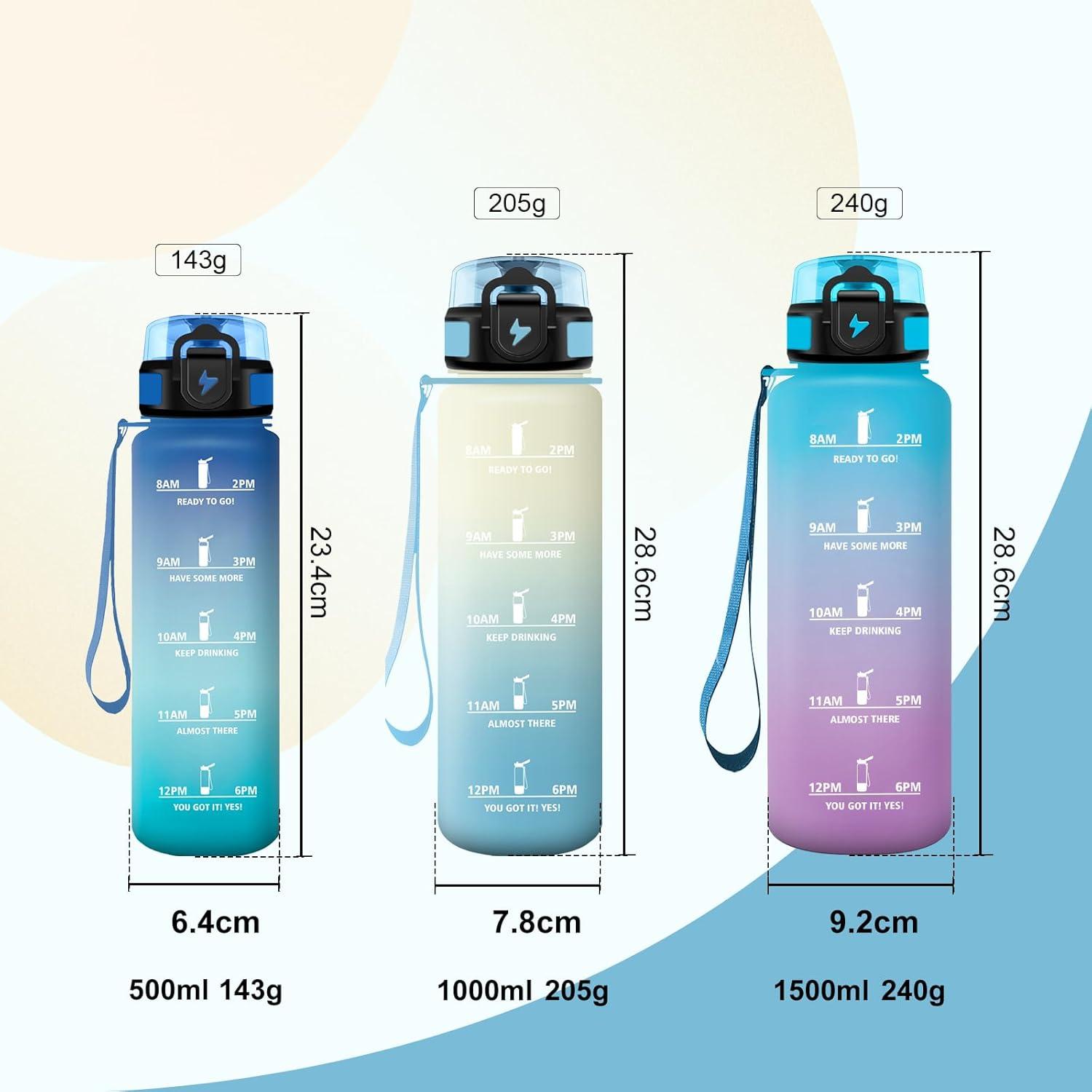 image:imageBouteille deau Sport 1L Bouteille deau Motivation Marqueur de Temps Gourde avec Filtre Facile Nettoyer tanche et Rutilisable Gourde pour Randonne Cyclisme Bureau Extrieur Yoga32oz1000ml Noir Rouge