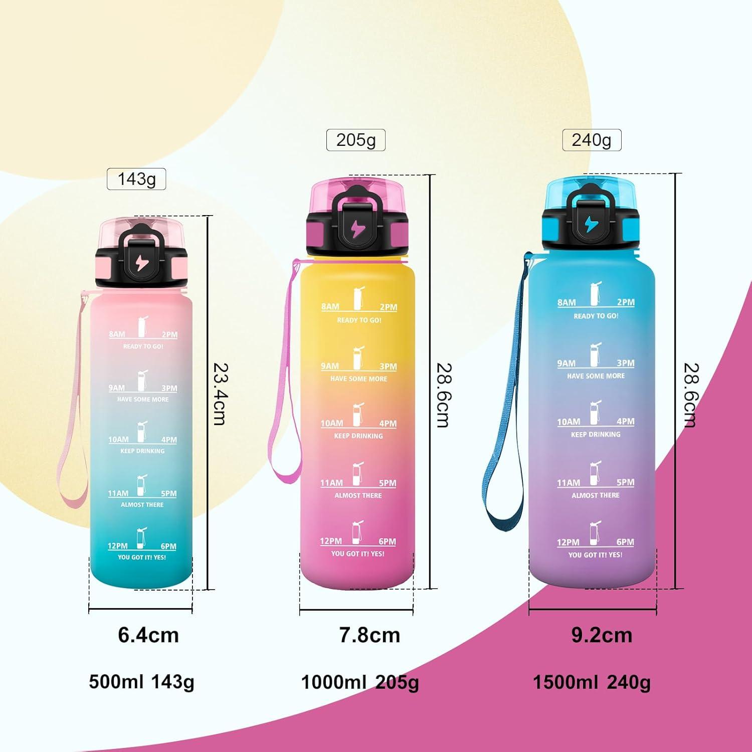 image:imageBouteille deau Sport 1L Bouteille deau Motivation Marqueur de Temps Gourde avec Filtre Facile Nettoyer tanche et Rutilisable Gourde pour Randonne Cyclisme Bureau Extrieur Yoga32oz1000ml Bleu Vert