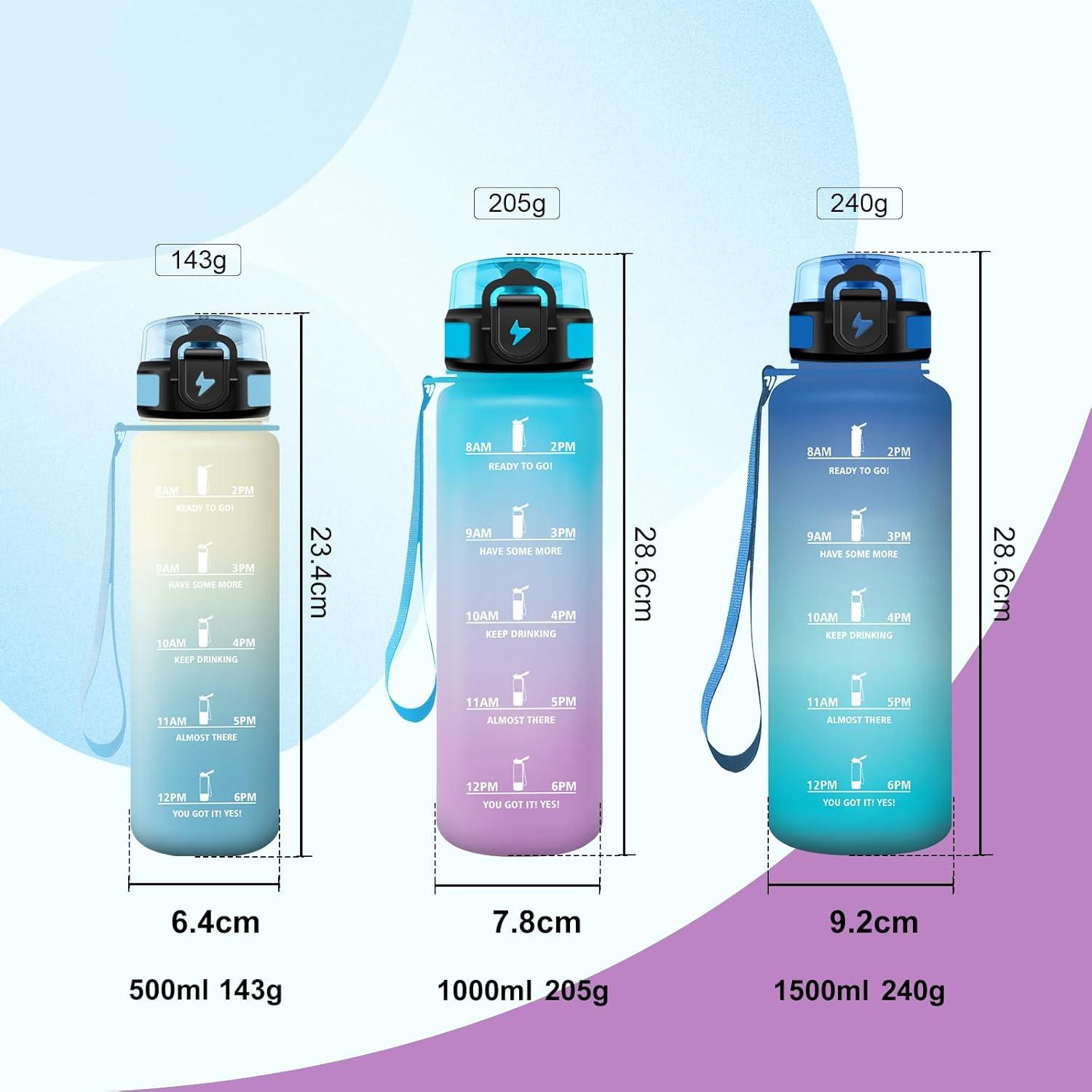 image:imageBouteille deau Sport 1L Bouteille deau Motivation Marqueur de Temps Gourde avec Filtre Facile Nettoyer tanche et Rutilisable Gourde pour Randonne Cyclisme Bureau Extrieur Yoga32oz1000ml Jaune Rose