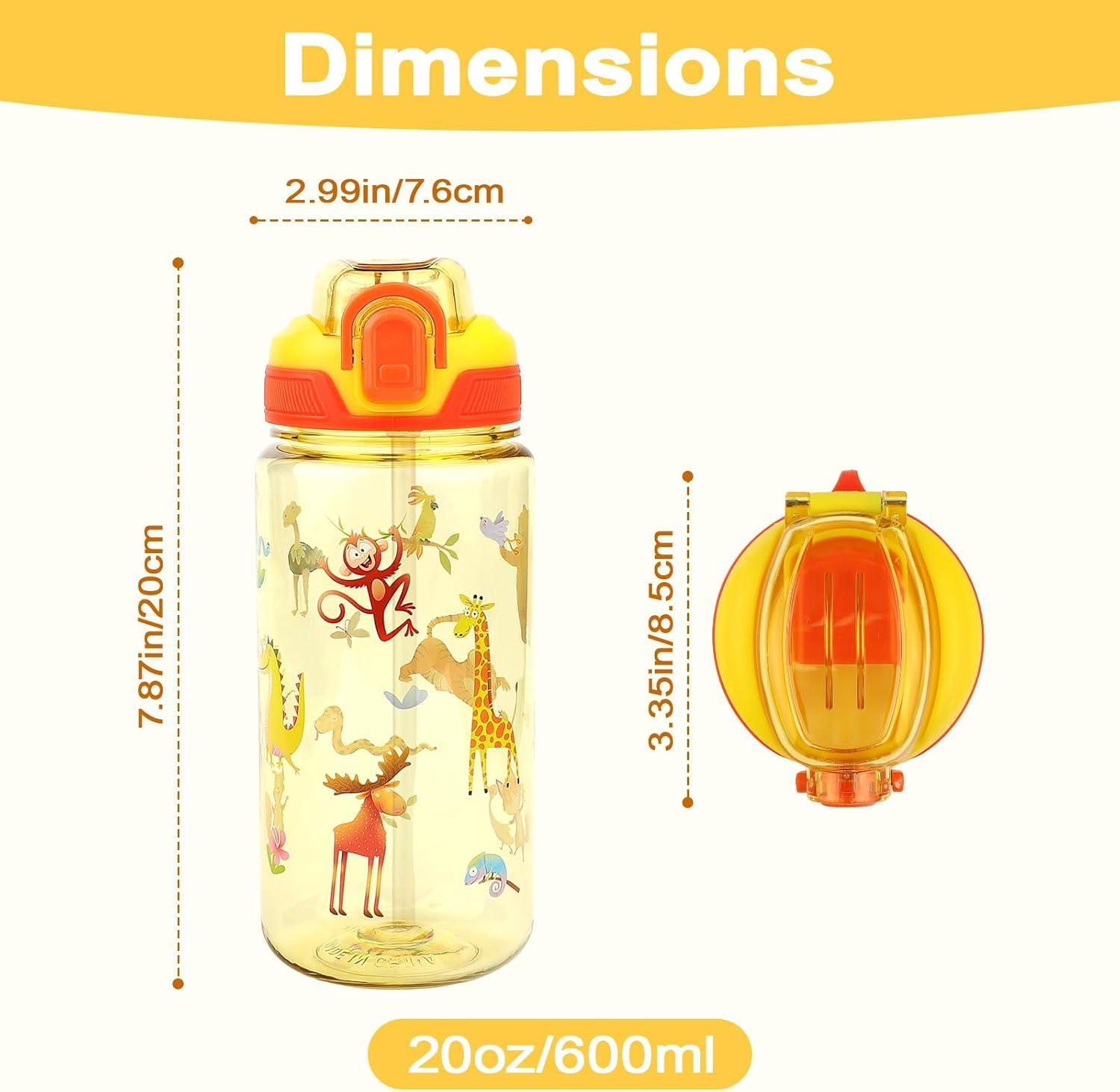 image:imageGourde Enfant avec Paille AntiFuite tanche 600 ml Bouteille Enfant sans BPA Verrouillage Scuris Bouteilles deau pour Maternelle lcole Sport AnimauxAnimaux Jaune