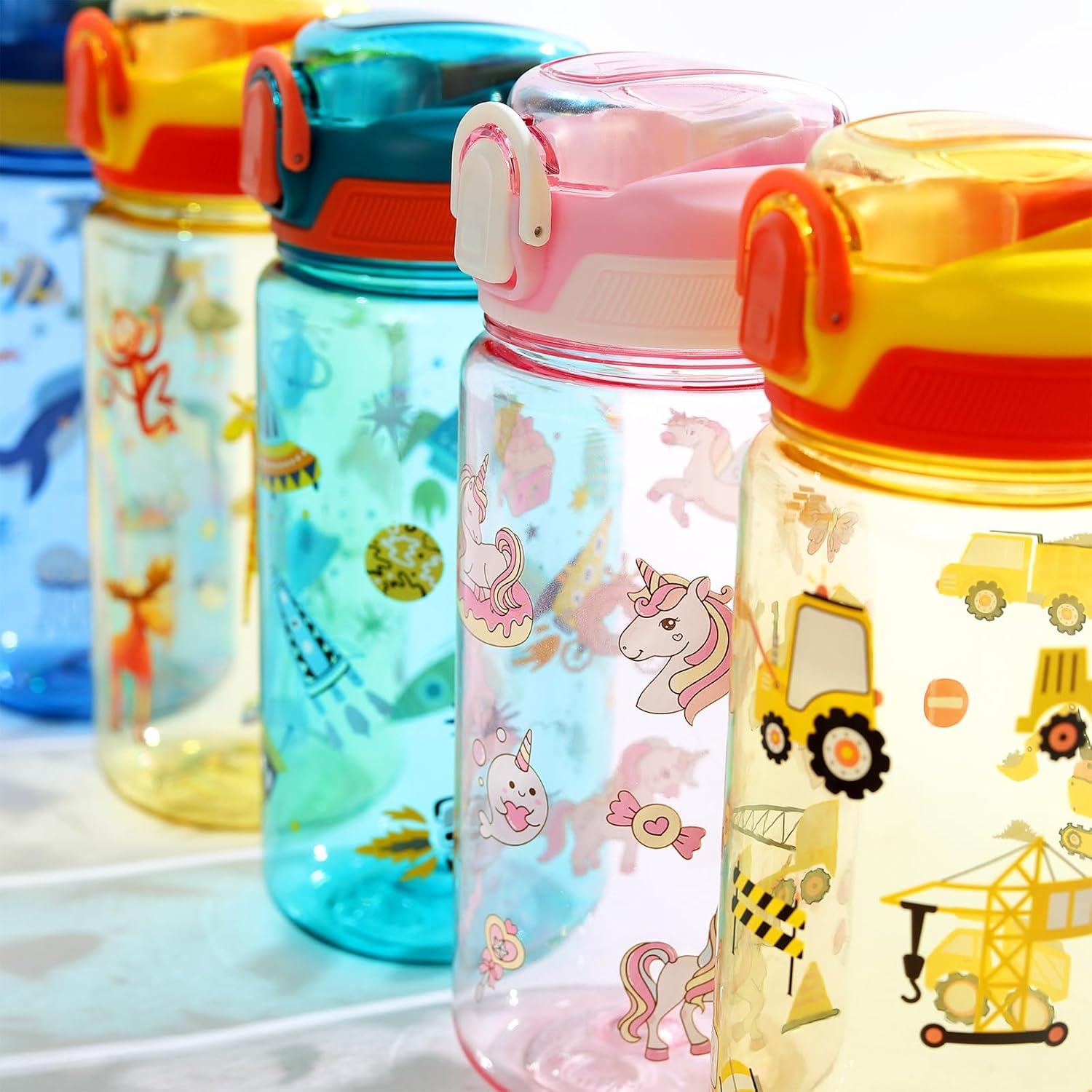 image:imageGourde Enfant avec Paille AntiFuite tanche 600 ml Bouteille Enfant sans BPA Verrouillage Scuris Bouteilles deau pour Maternelle lcole Sport AnimauxAnimaux Jaune