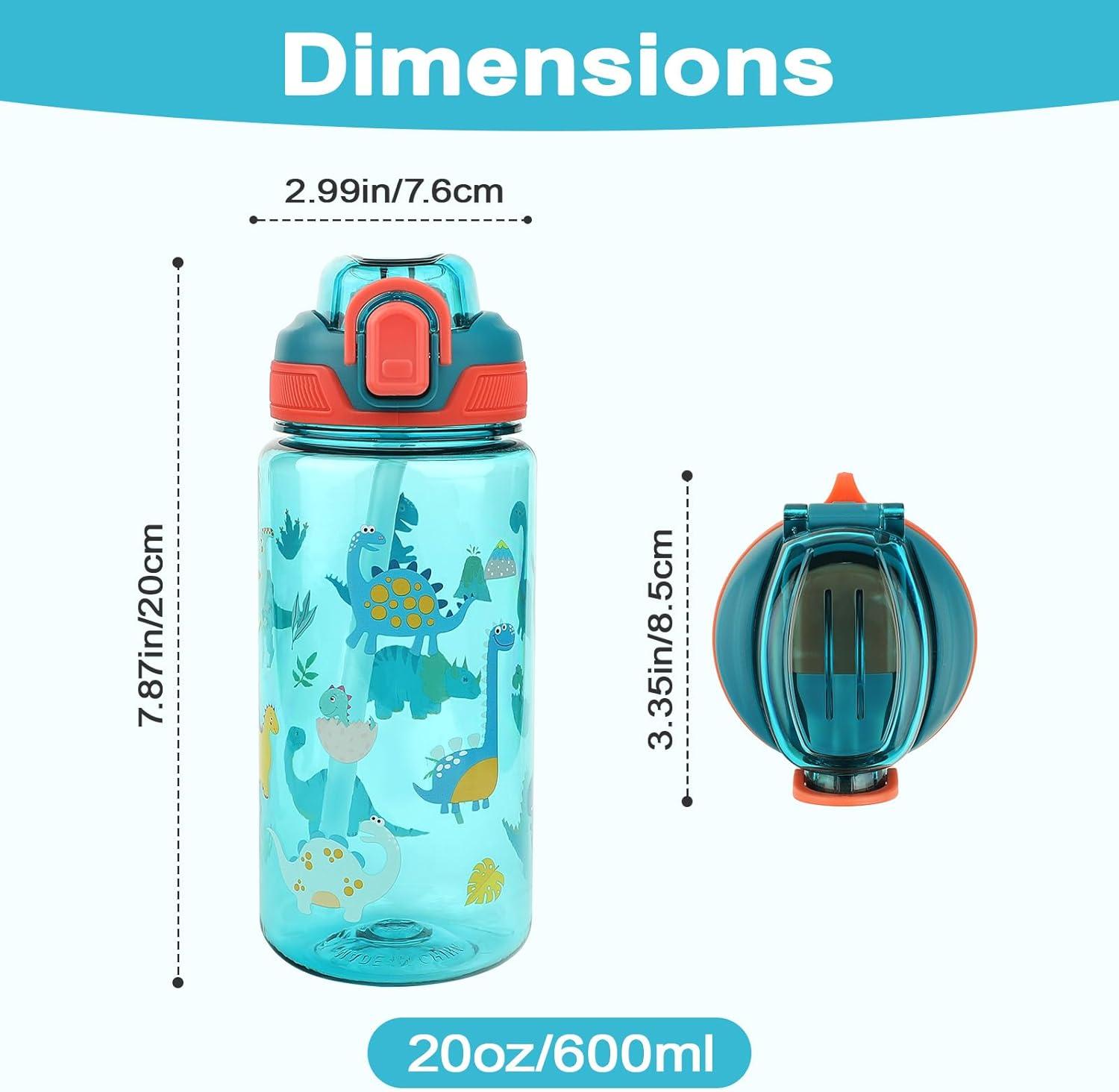 image:imageGourde Enfant avec Paille AntiFuite tanche 600 ml Bouteille Enfant sans BPA Verrouillage Scuris Bouteilles deau pour Maternelle lcole Sport AnimauxDinosaure Vert