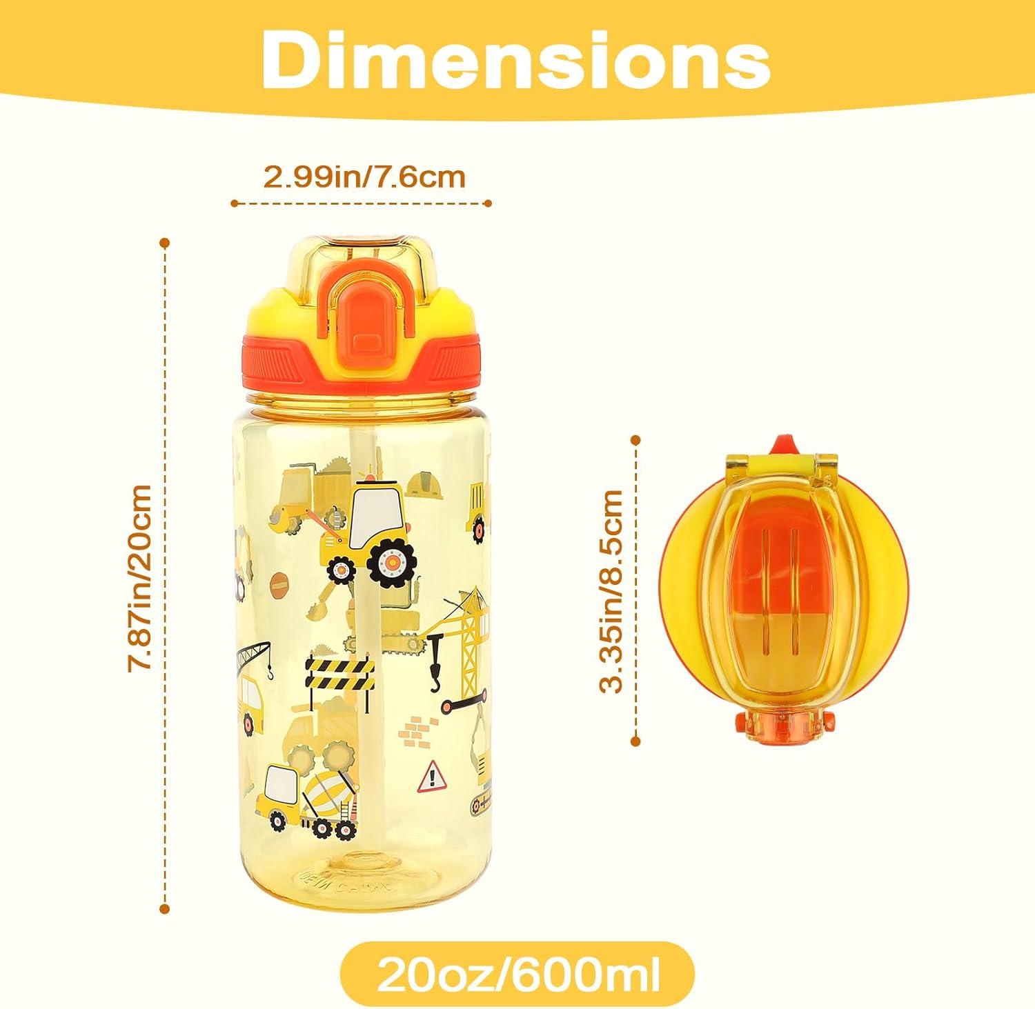 image:imageGourde Enfant avec Paille AntiFuite tanche 600 ml Bouteille Enfant sans BPA Verrouillage Scuris Bouteilles deau pour Maternelle lcole Sport AnimauxExcavateur Dinosaure