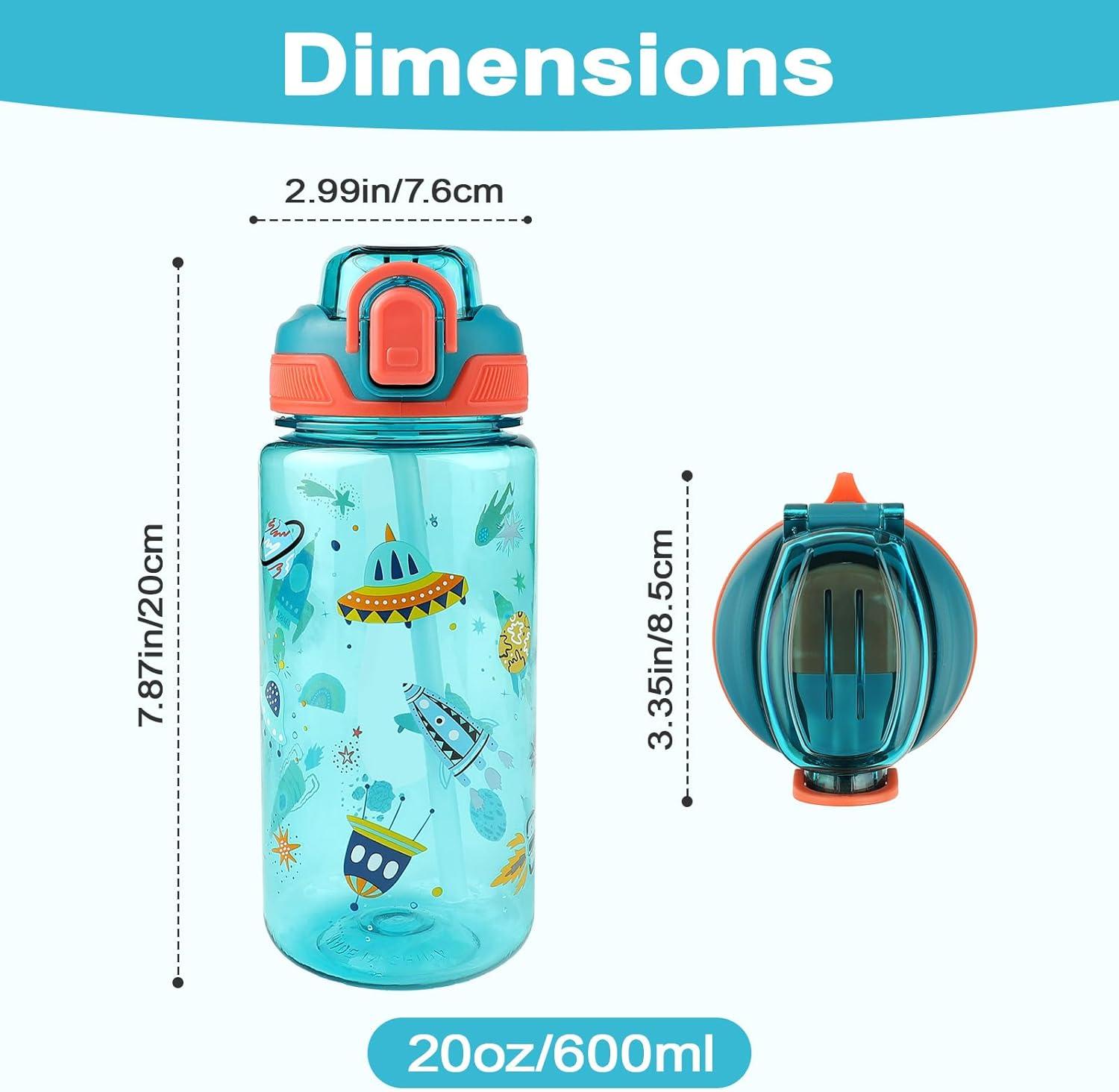 image:imageGourde Enfant avec Paille AntiFuite tanche 600 ml Bouteille Enfant sans BPA Verrouillage Scuris Bouteilles deau pour Maternelle lcole Sport AnimauxFuses Vert