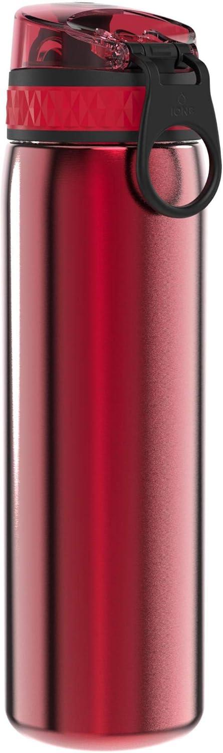 image:imageION8 Gourde Inox Lger 600ml Non Isol AntiFuite Facile Ouvrir Verrouillage Scuris Lavable au LaveVaisselle Poigne de Transport Durable Acier Inoxydable BleuRouge