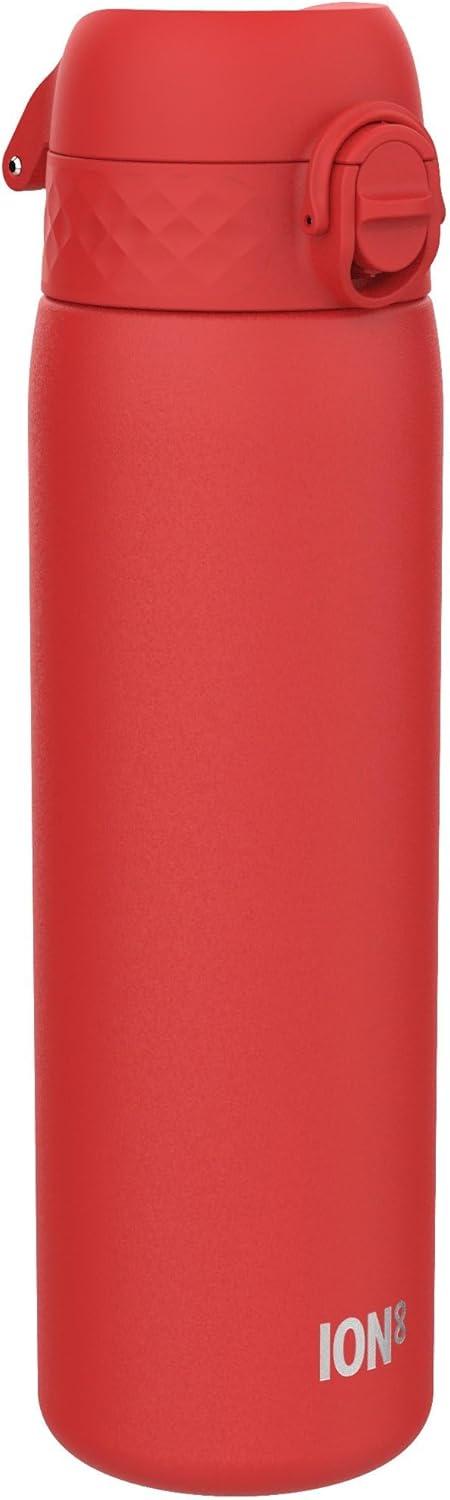 image:imageION8 Gourde Inox Lger 600ml Non Isol AntiFuite Facile Ouvrir Verrouillage Scuris Lavable au LaveVaisselle Poigne de Transport Durable Acier Inoxydable BleuRouge