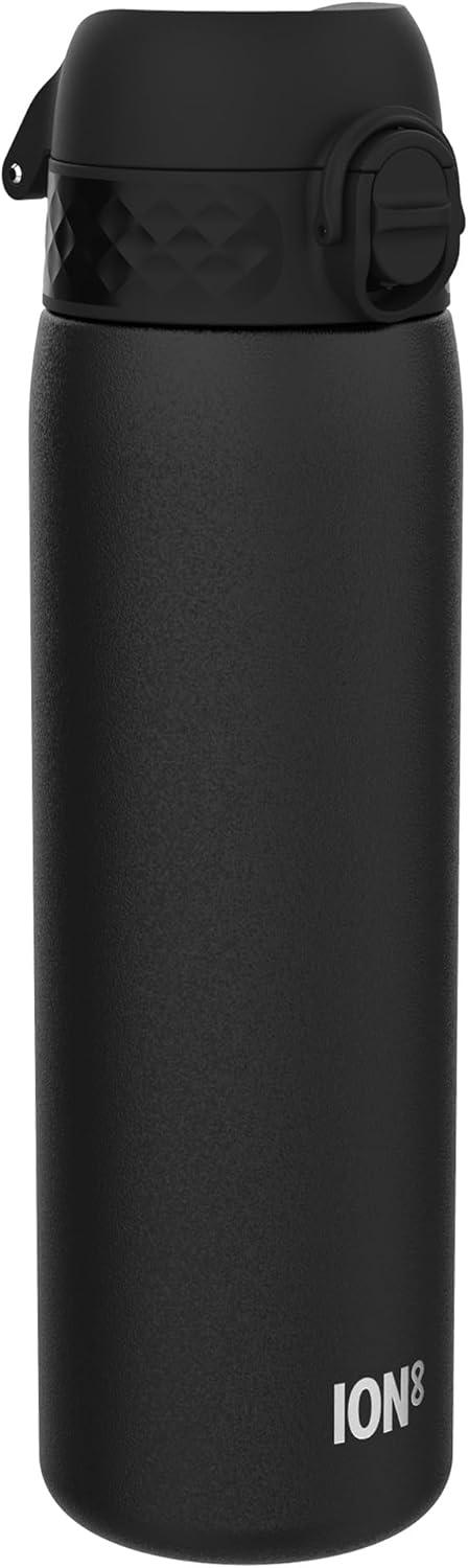image:imageION8 Gourde Inox Lger 600ml Non Isol AntiFuite Facile Ouvrir Verrouillage Scuris Lavable au LaveVaisselle Poigne de Transport Durable Acier Inoxydable BleuNoir