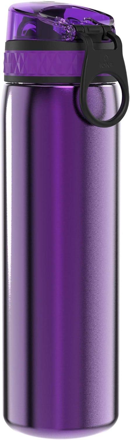 image:imageION8 Gourde Inox Lger 600ml Non Isol AntiFuite Facile Ouvrir Verrouillage Scuris Lavable au LaveVaisselle Poigne de Transport Durable Acier Inoxydable BleuViolet